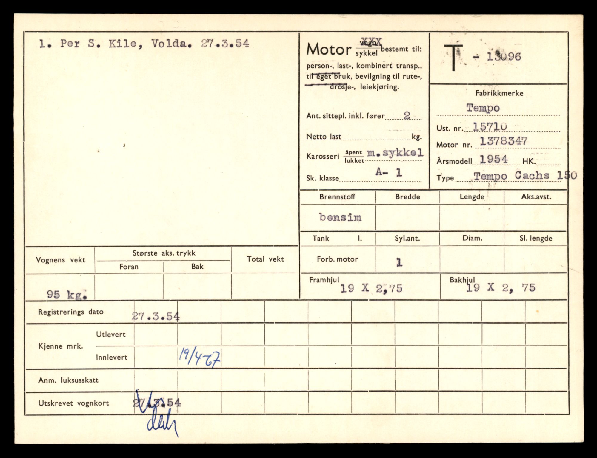 Møre og Romsdal vegkontor - Ålesund trafikkstasjon, AV/SAT-A-4099/F/Fe/L0037: Registreringskort for kjøretøy T 13031 - T 13179, 1927-1998, s. 1336
