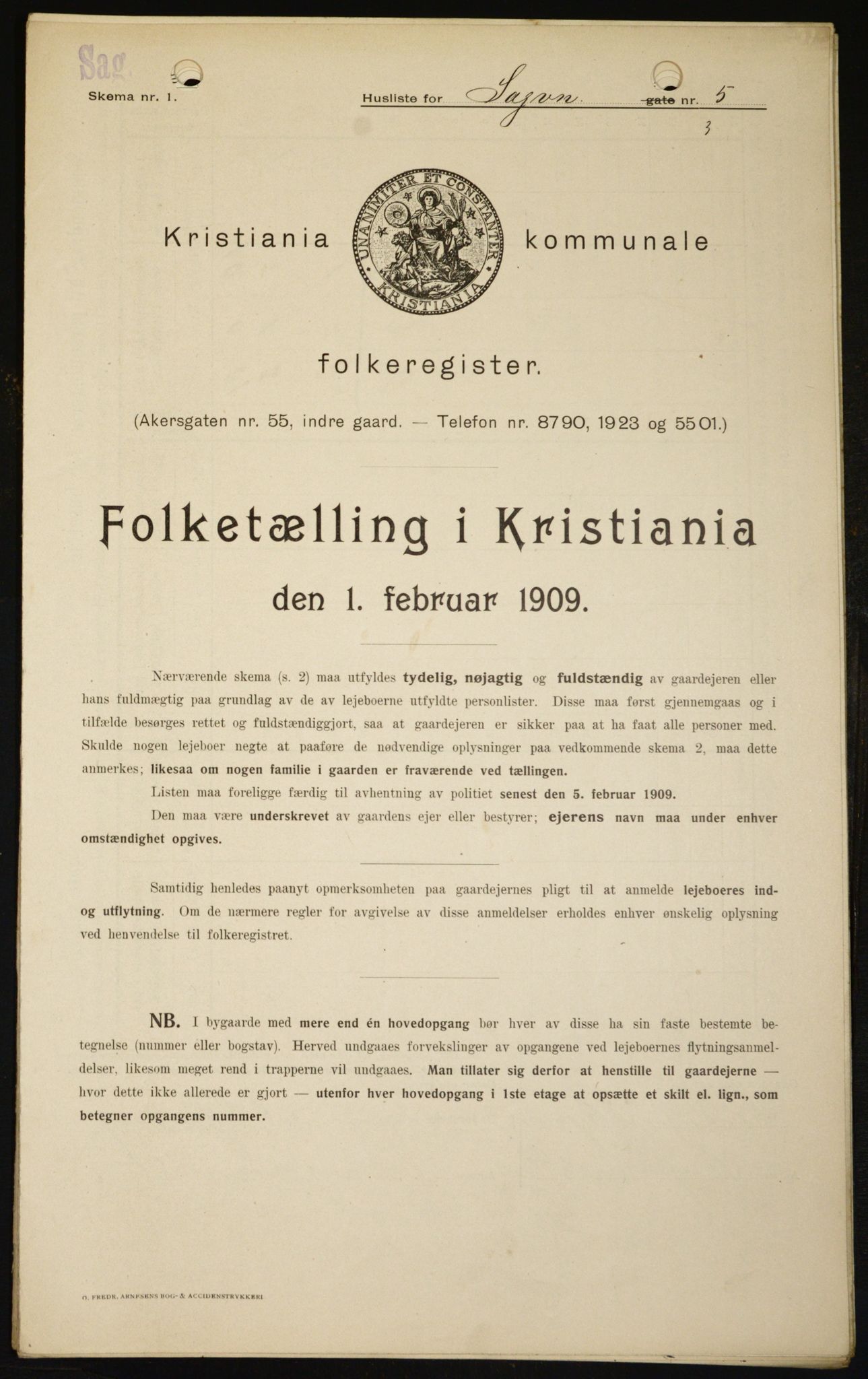 OBA, Kommunal folketelling 1.2.1909 for Kristiania kjøpstad, 1909, s. 78596