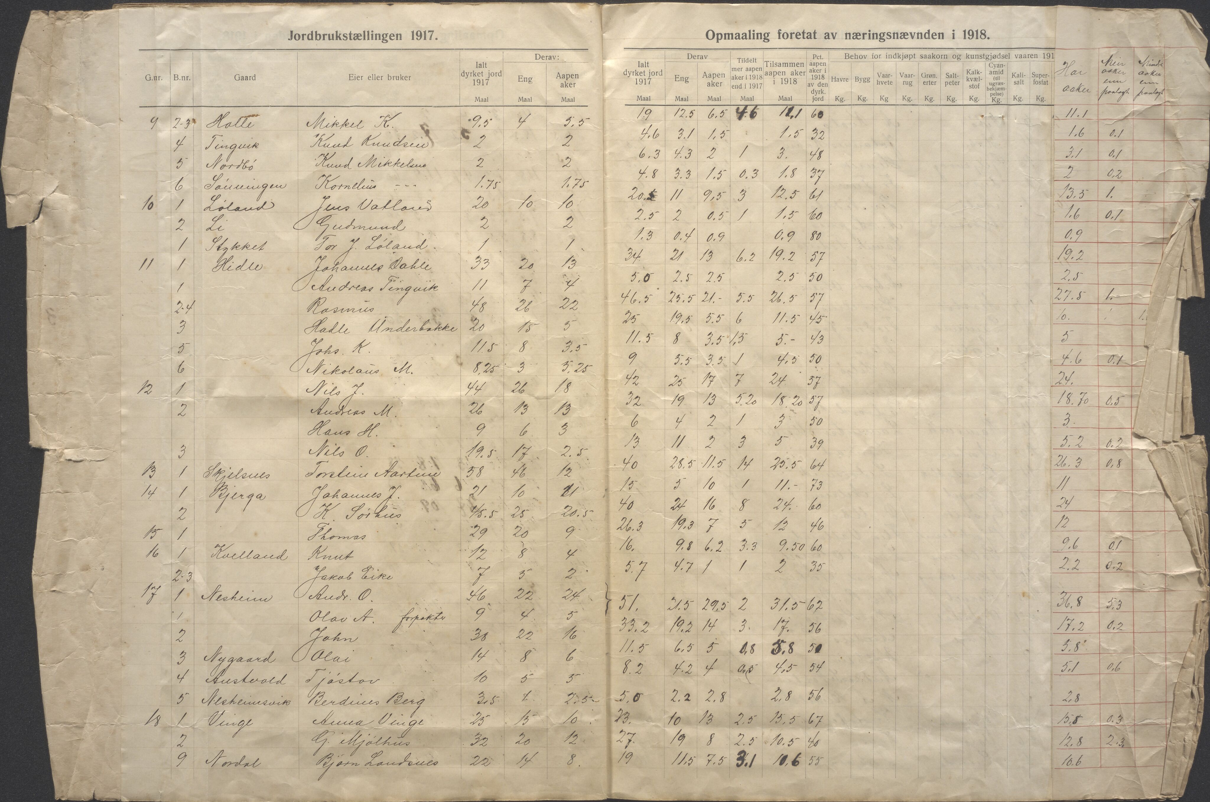 Sjernarøy kommune. Næringsnemnda, BYST/A-0912/D/L0001: Pålegg om arealøking, oppmåling, 1918
