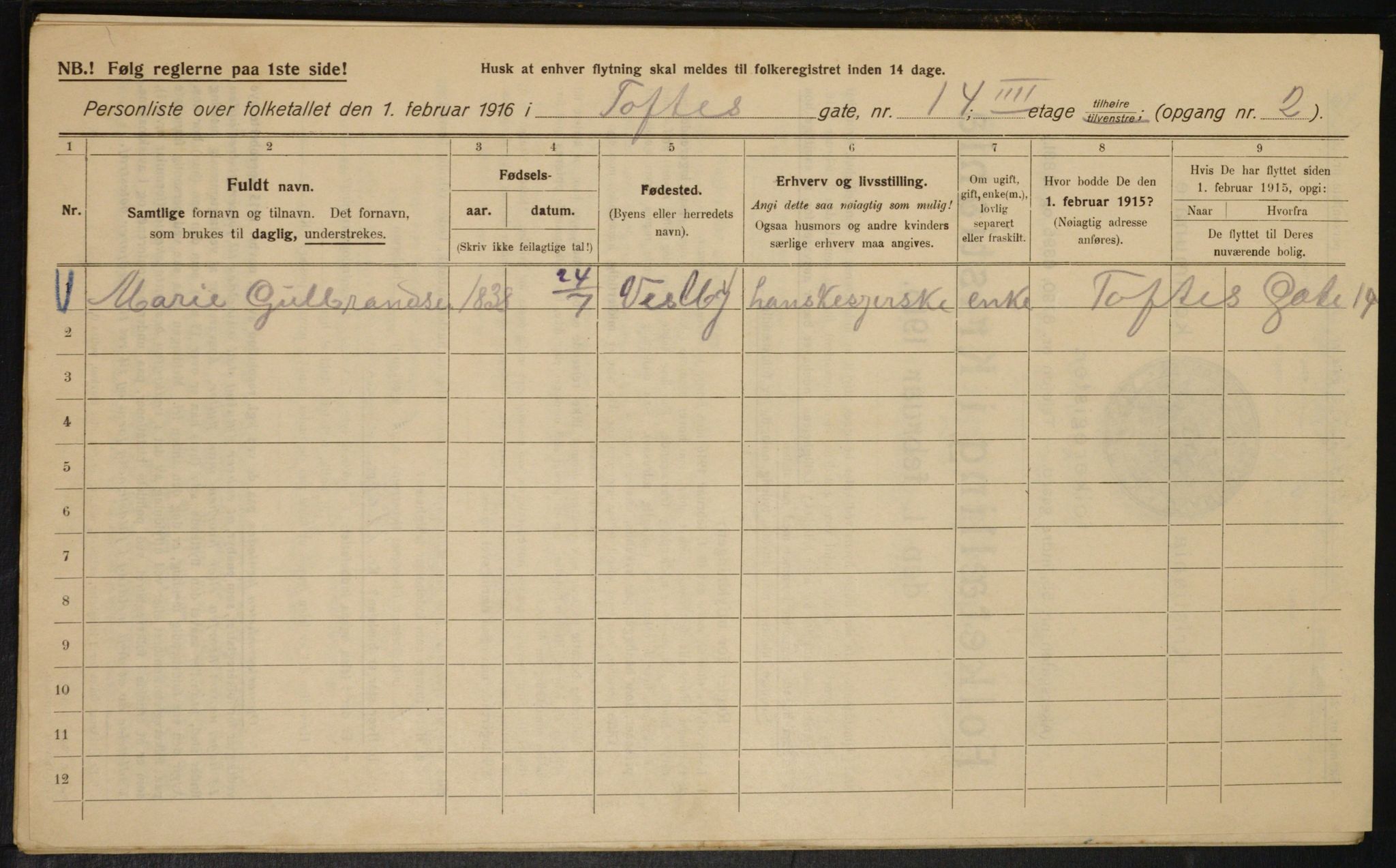 OBA, Kommunal folketelling 1.2.1916 for Kristiania, 1916, s. 114776