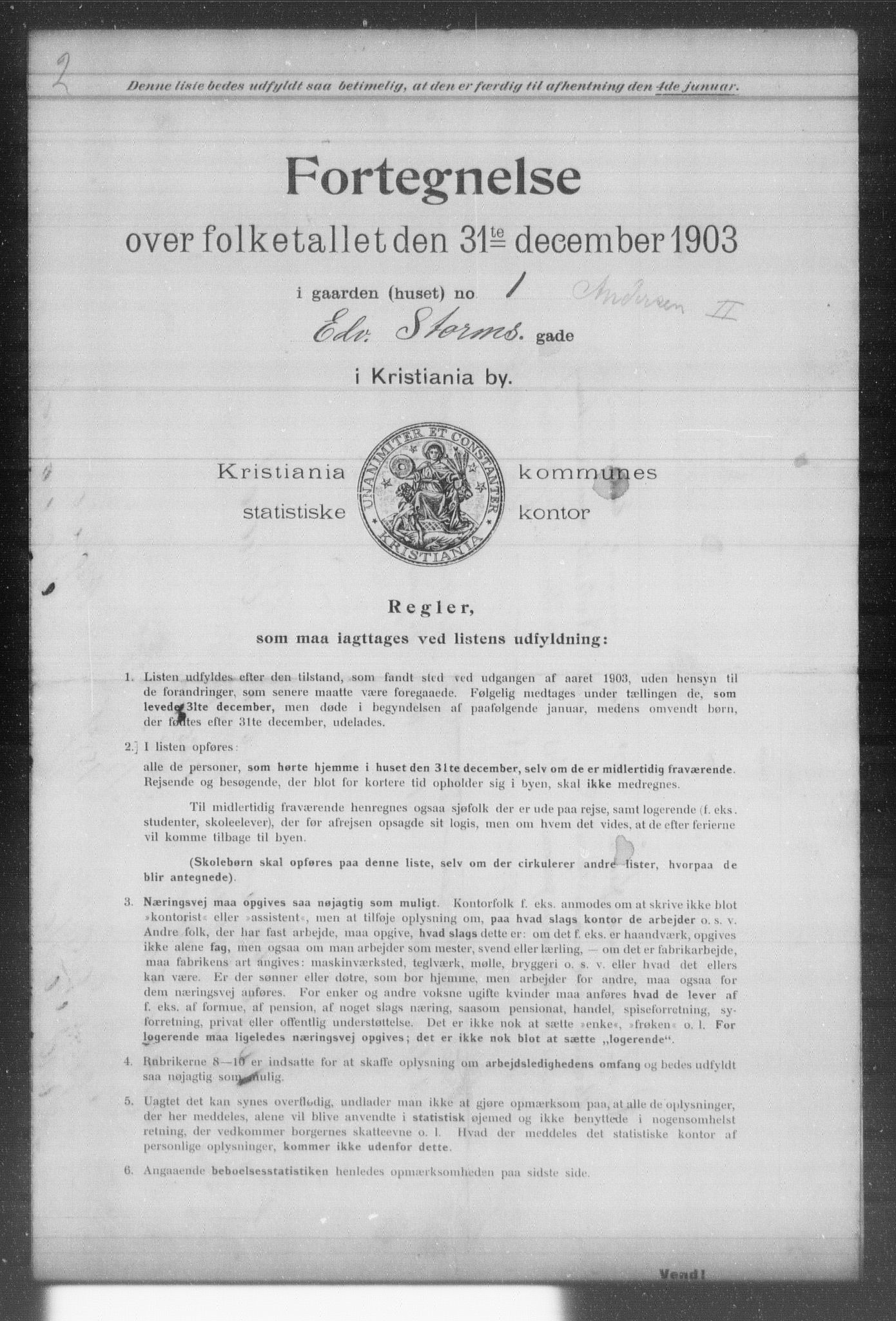 OBA, Kommunal folketelling 31.12.1903 for Kristiania kjøpstad, 1903, s. 3814