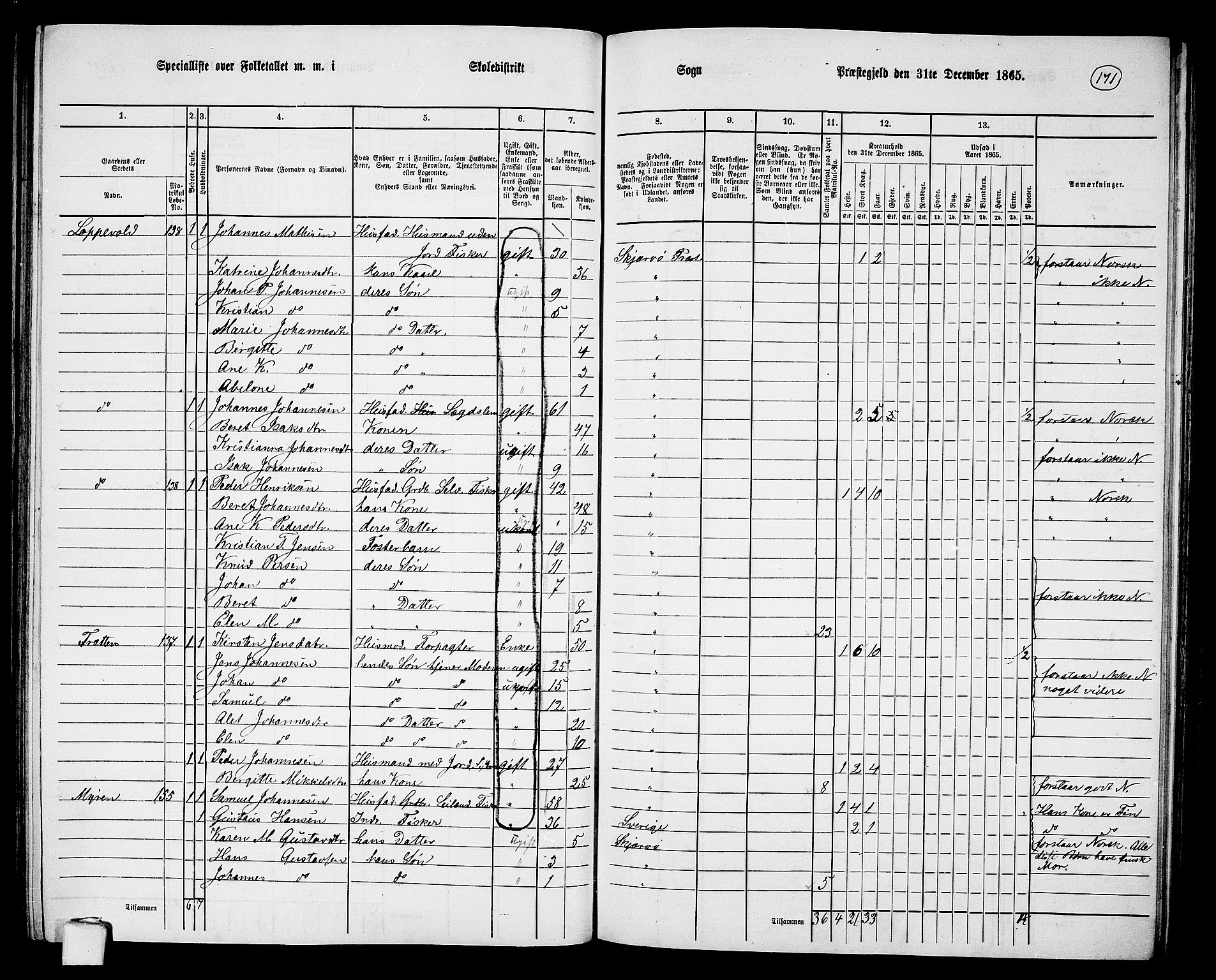 RA, Folketelling 1865 for 1941P Skjervøy prestegjeld, 1865, s. 53