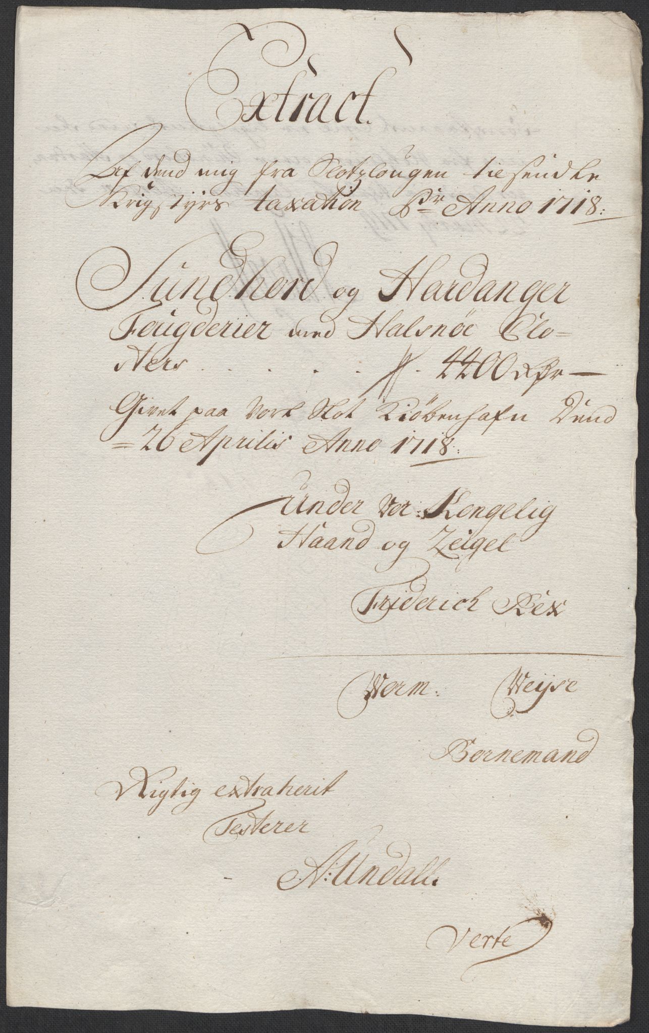 Rentekammeret inntil 1814, Reviderte regnskaper, Fogderegnskap, AV/RA-EA-4092/R48/L2995: Fogderegnskap Sunnhordland og Hardanger, 1718, s. 95