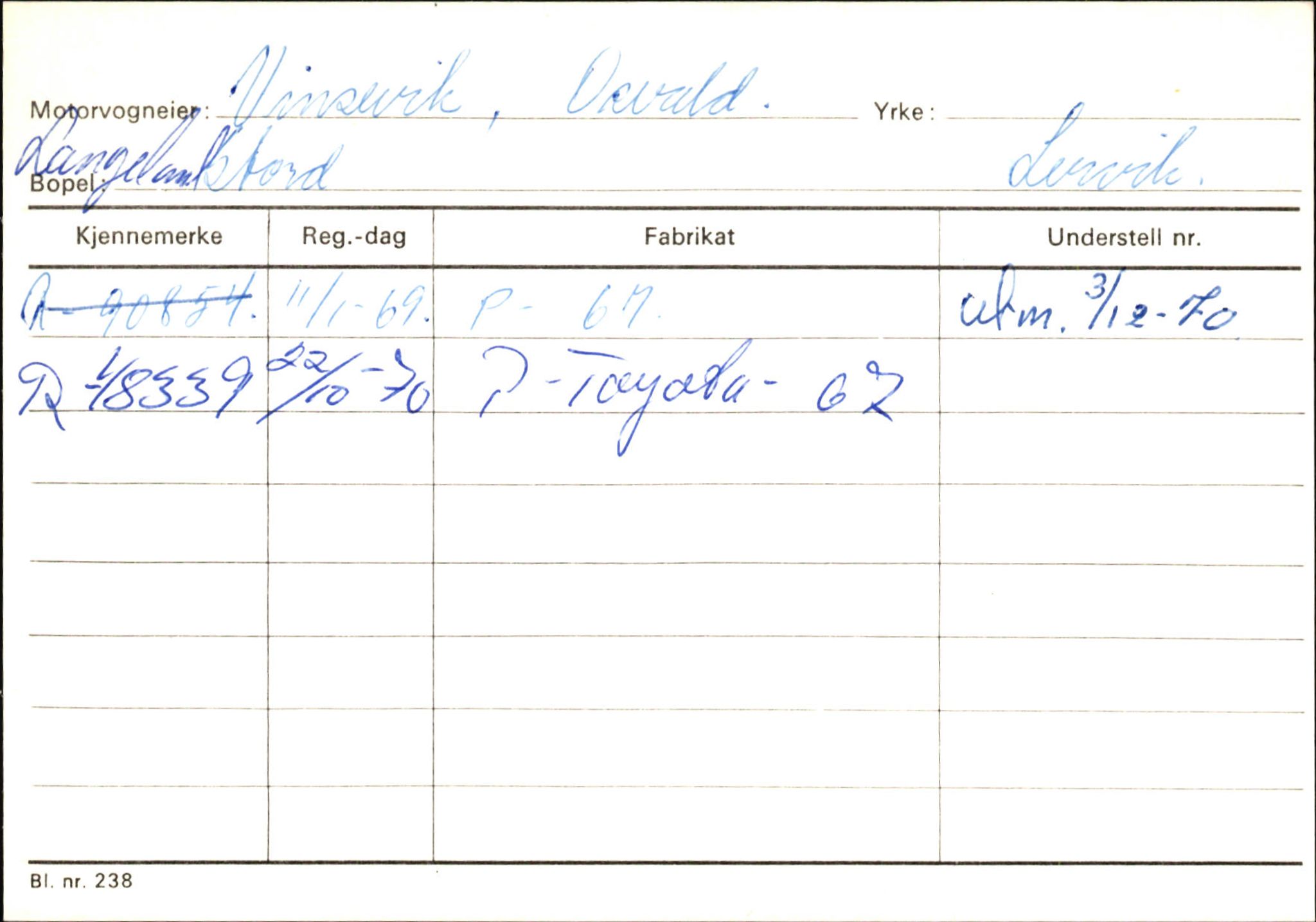 Statens vegvesen, Hordaland vegkontor, AV/SAB-A-5201/2/Ha/L0060: R-eierkort V-W, 1920-1971, s. 27