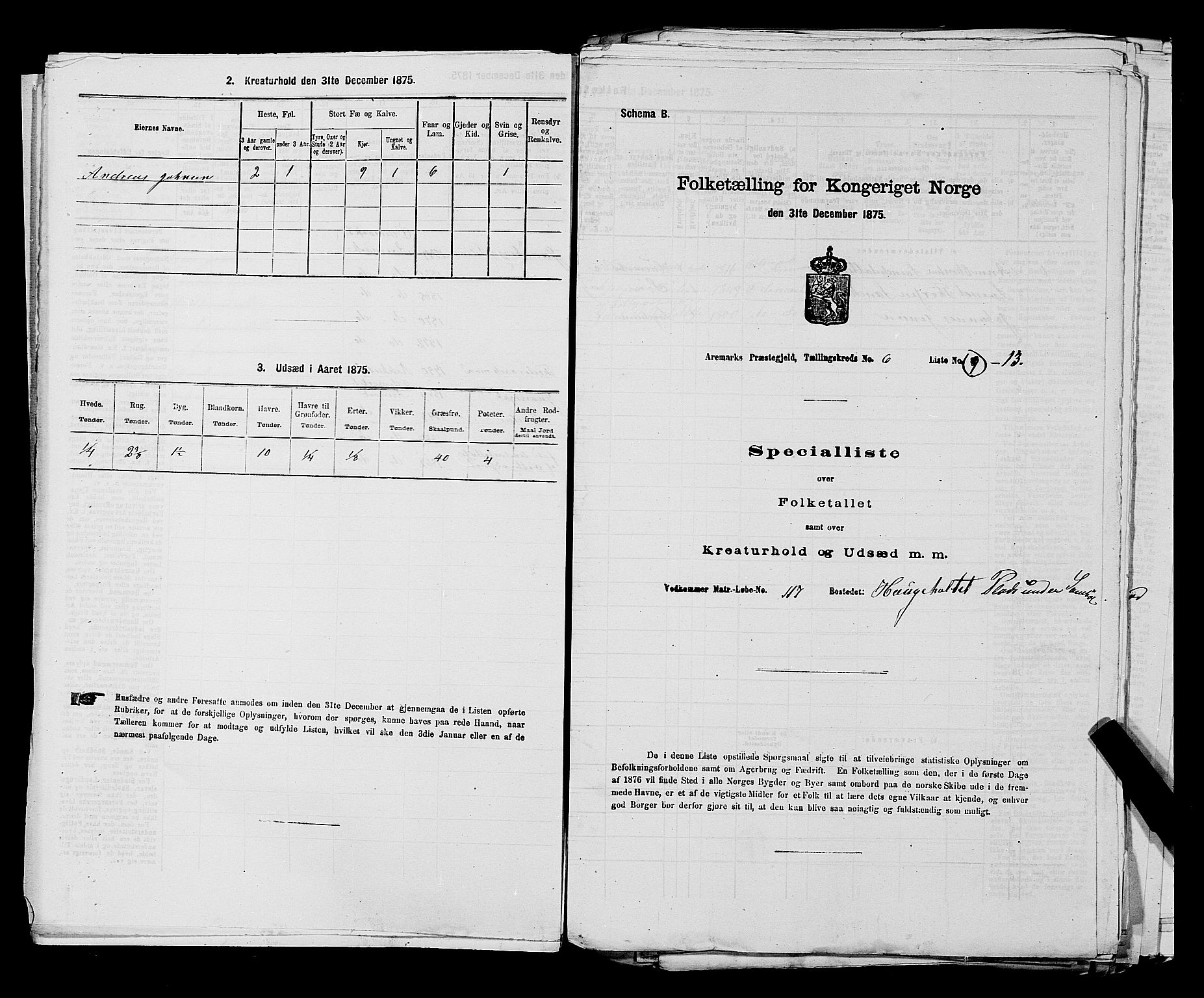 RA, Folketelling 1875 for 0118P Aremark prestegjeld, 1875, s. 843