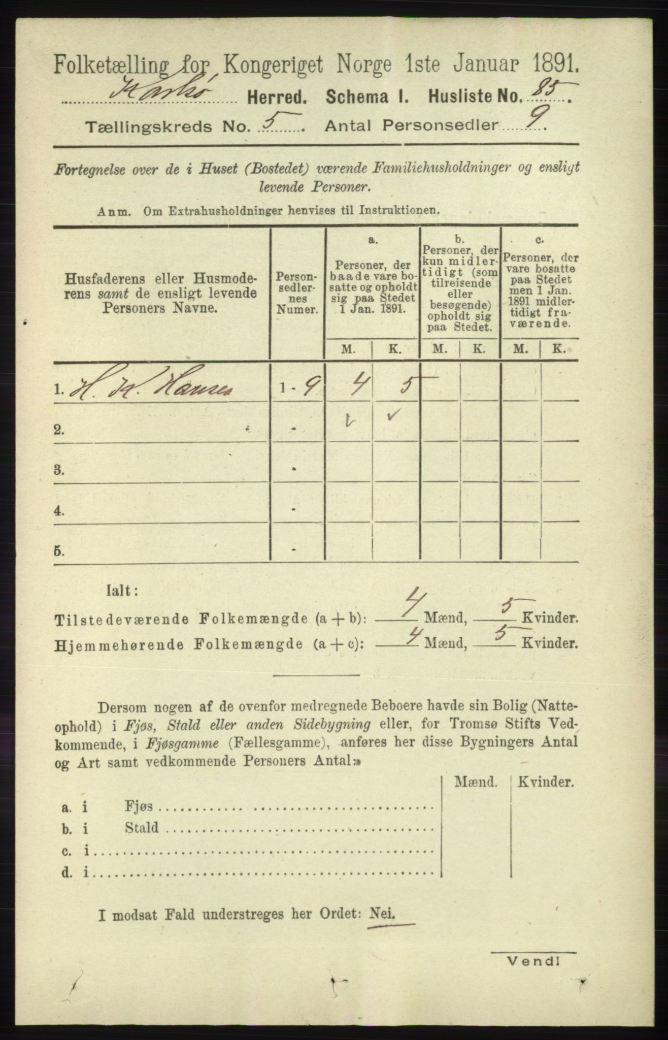 RA, Folketelling 1891 for 1936 Karlsøy herred, 1891, s. 1313