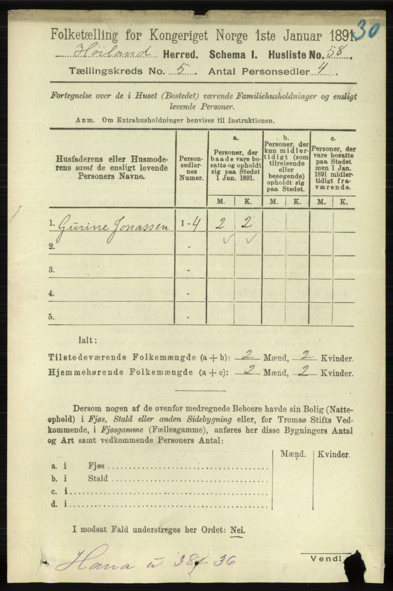 RA, Folketelling 1891 for 1123 Høyland herred, 1891, s. 1524