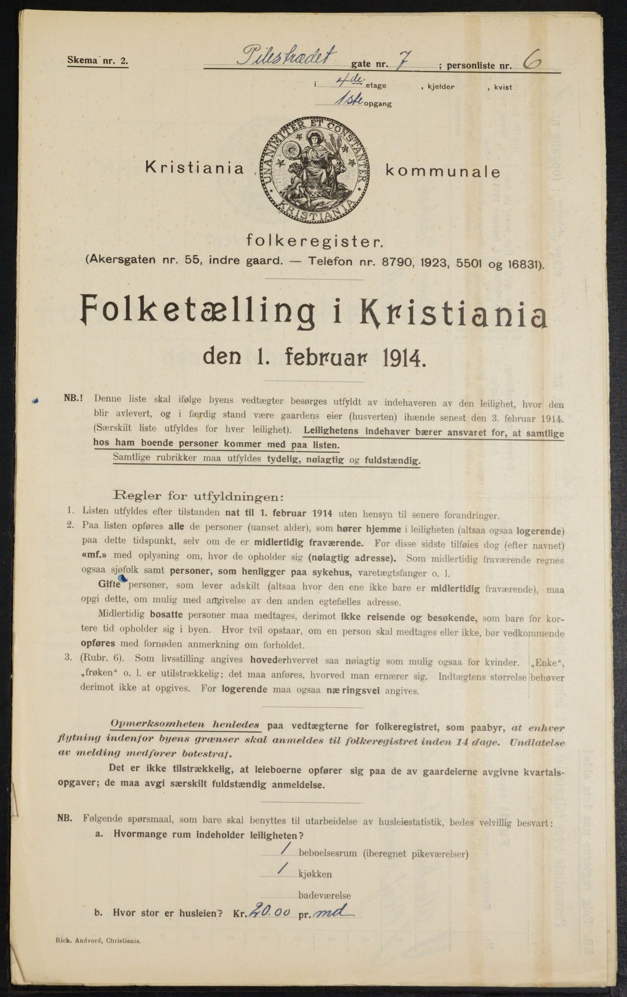 OBA, Kommunal folketelling 1.2.1914 for Kristiania, 1914, s. 78886