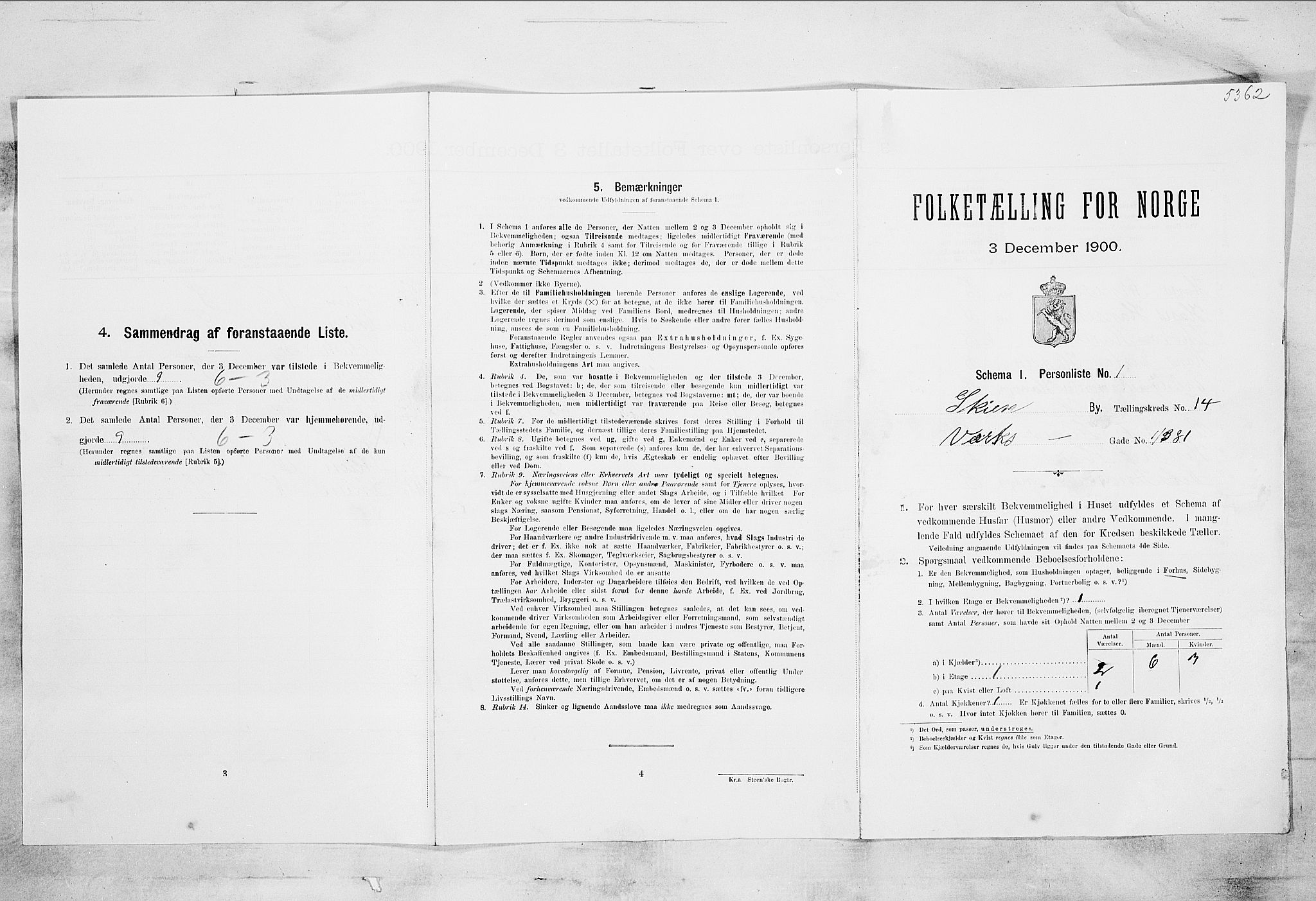 SAKO, Folketelling 1900 for 0806 Skien kjøpstad, 1900, s. 2430