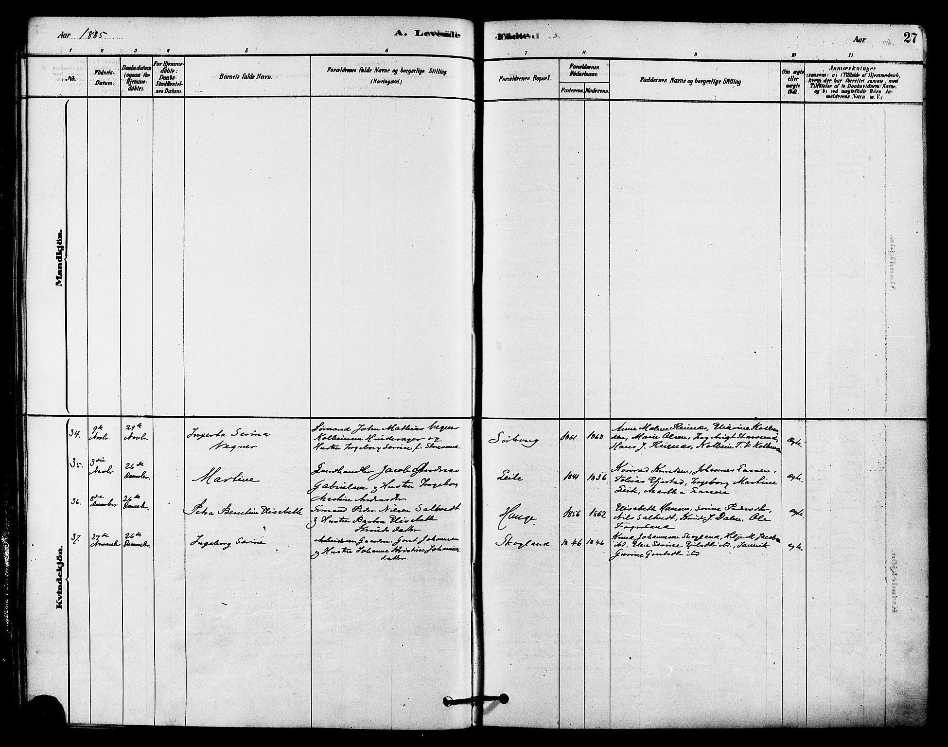 Haugesund sokneprestkontor, AV/SAST-A -101863/H/Ha/Haa/L0002: Ministerialbok nr. A 2, 1878-1886, s. 27