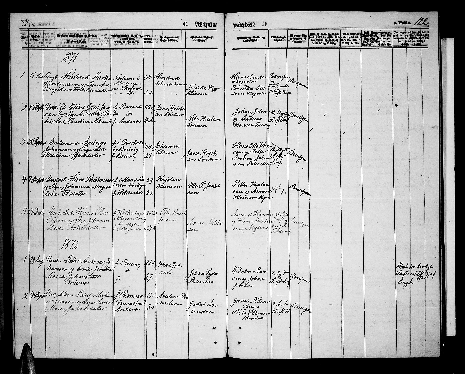 Ministerialprotokoller, klokkerbøker og fødselsregistre - Nordland, AV/SAT-A-1459/897/L1412: Klokkerbok nr. 897C02, 1867-1886, s. 122