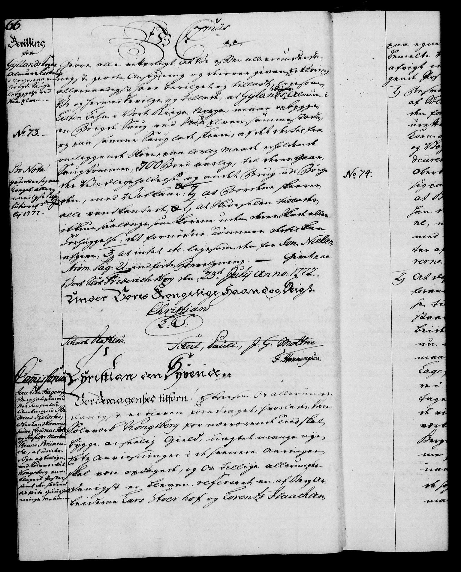 Rentekammeret, Kammerkanselliet, RA/EA-3111/G/Gg/Gga/L0009: Norsk ekspedisjonsprotokoll med register (merket RK 53.9), 1771-1773, s. 66