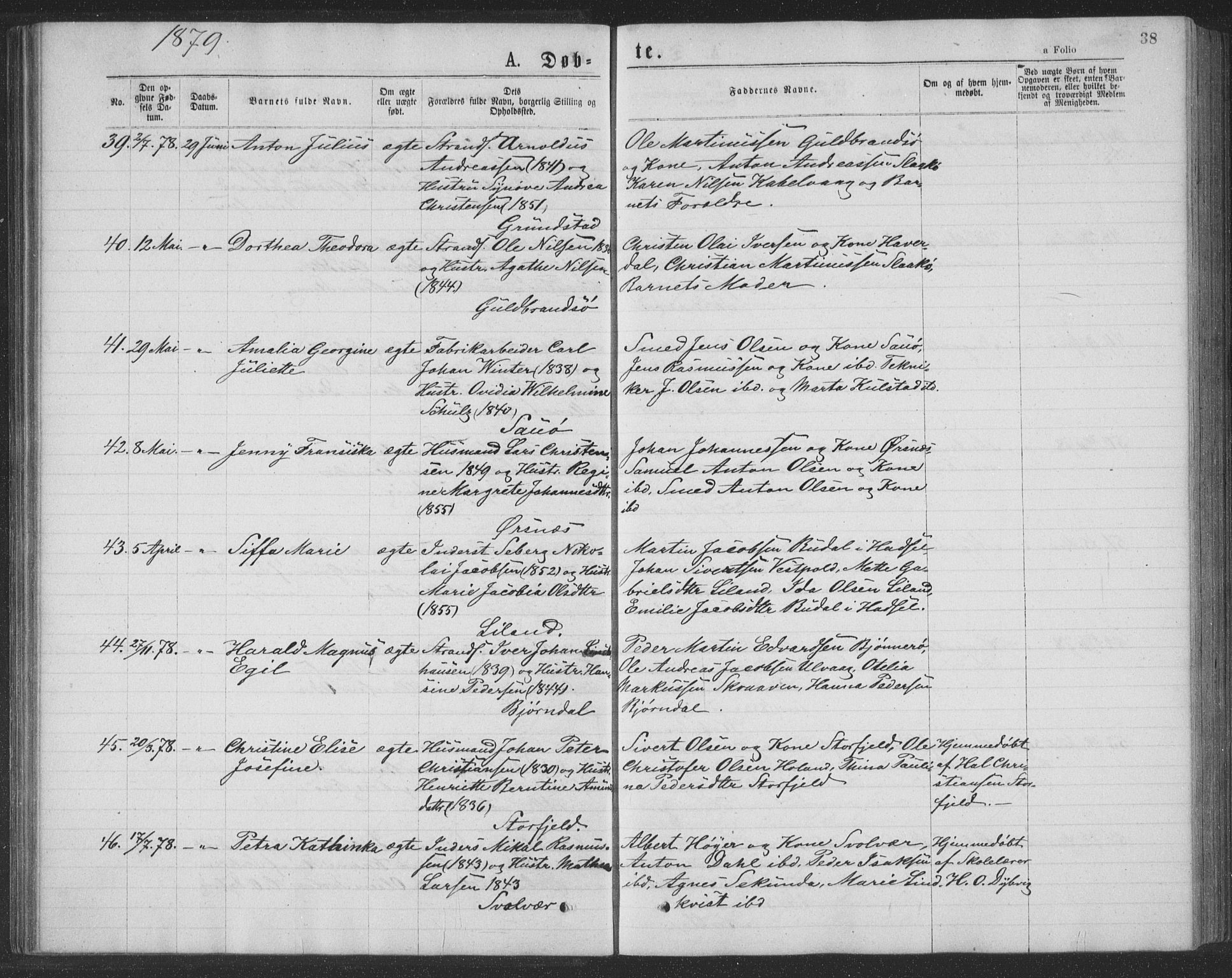 Ministerialprotokoller, klokkerbøker og fødselsregistre - Nordland, SAT/A-1459/874/L1075: Klokkerbok nr. 874C04, 1876-1883, s. 38
