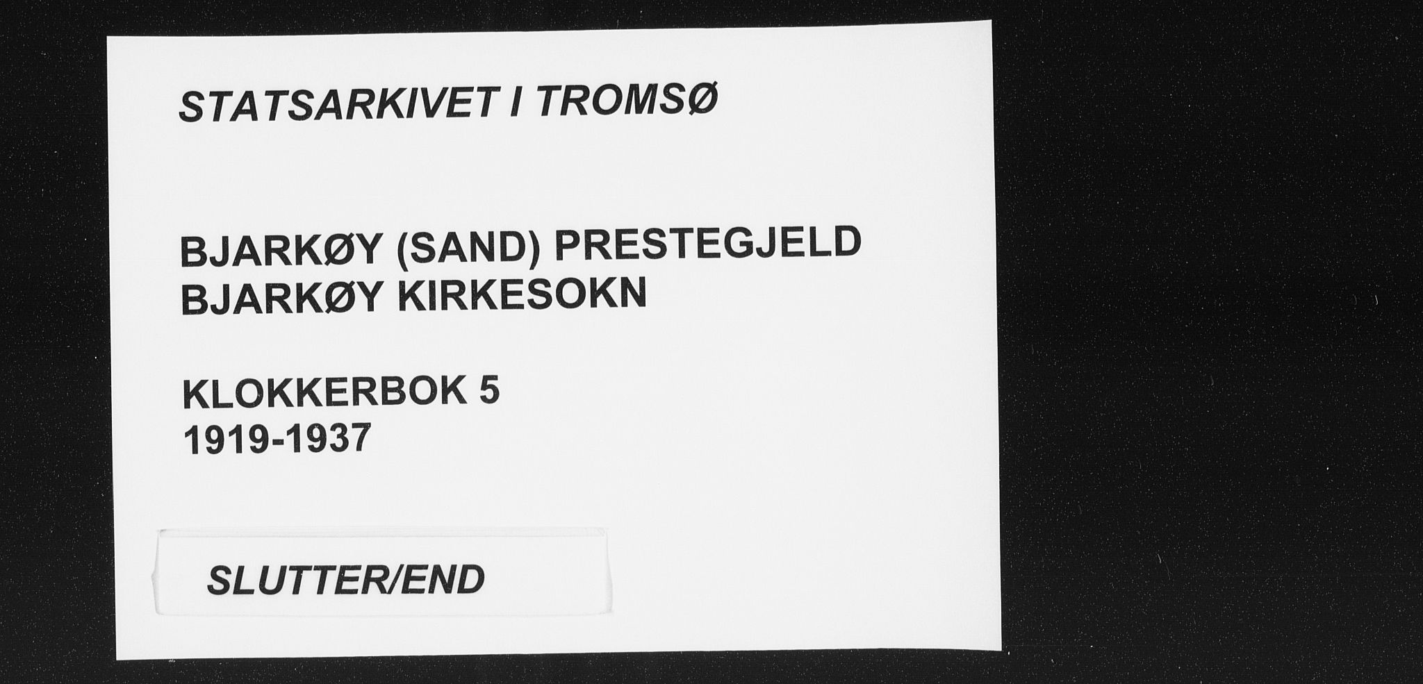 Sand/Bjarkøy sokneprestkontor, AV/SATØ-S-0811/I/Ia/Iab/L0005klokker: Klokkerbok nr. 5, 1919-1937