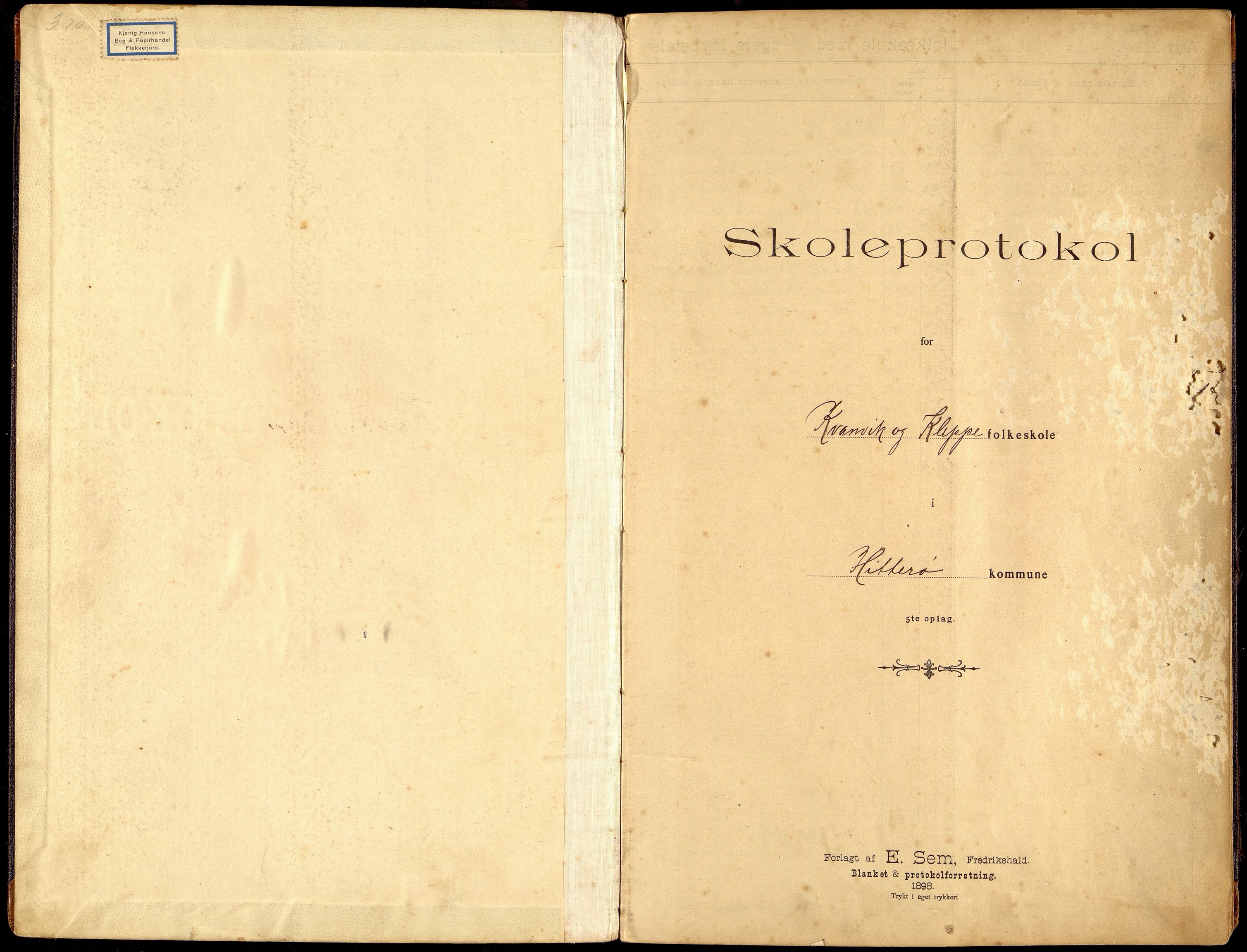 Hidra kommune - Kvanvik Skole, ARKSOR/1004HI556/H/L0003: Skoleprotokoll, 1906-1922