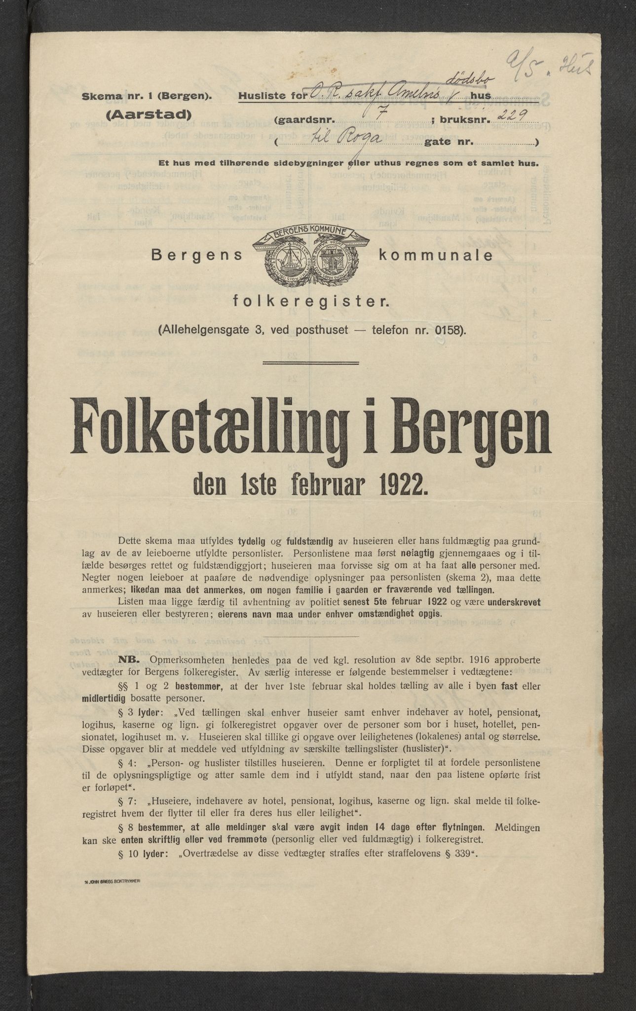 SAB, Kommunal folketelling 1922 for Bergen kjøpstad, 1922, s. 59335