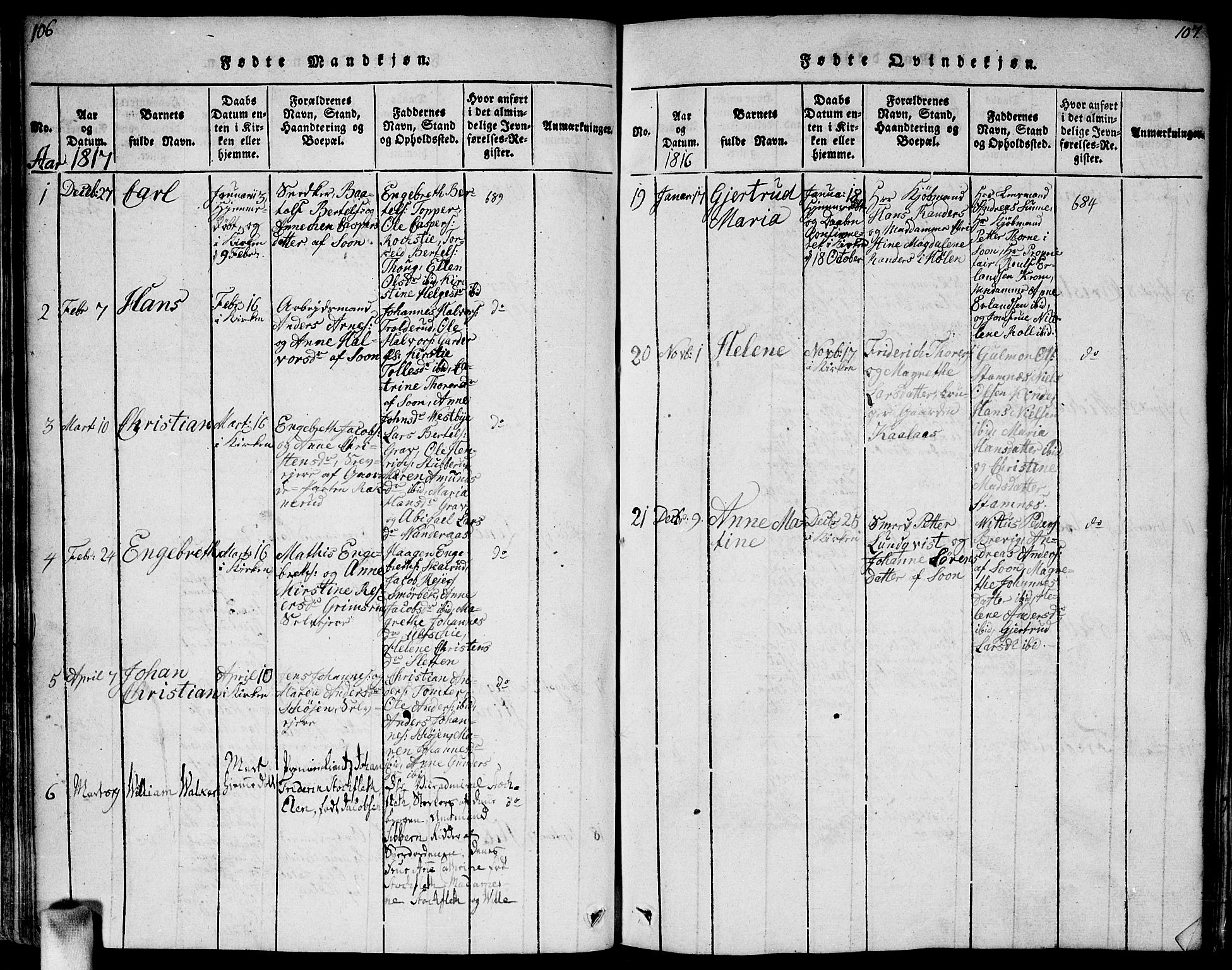 Vestby prestekontor Kirkebøker, SAO/A-10893/F/Fa/L0005: Ministerialbok nr. I 5, 1814-1827, s. 106-107