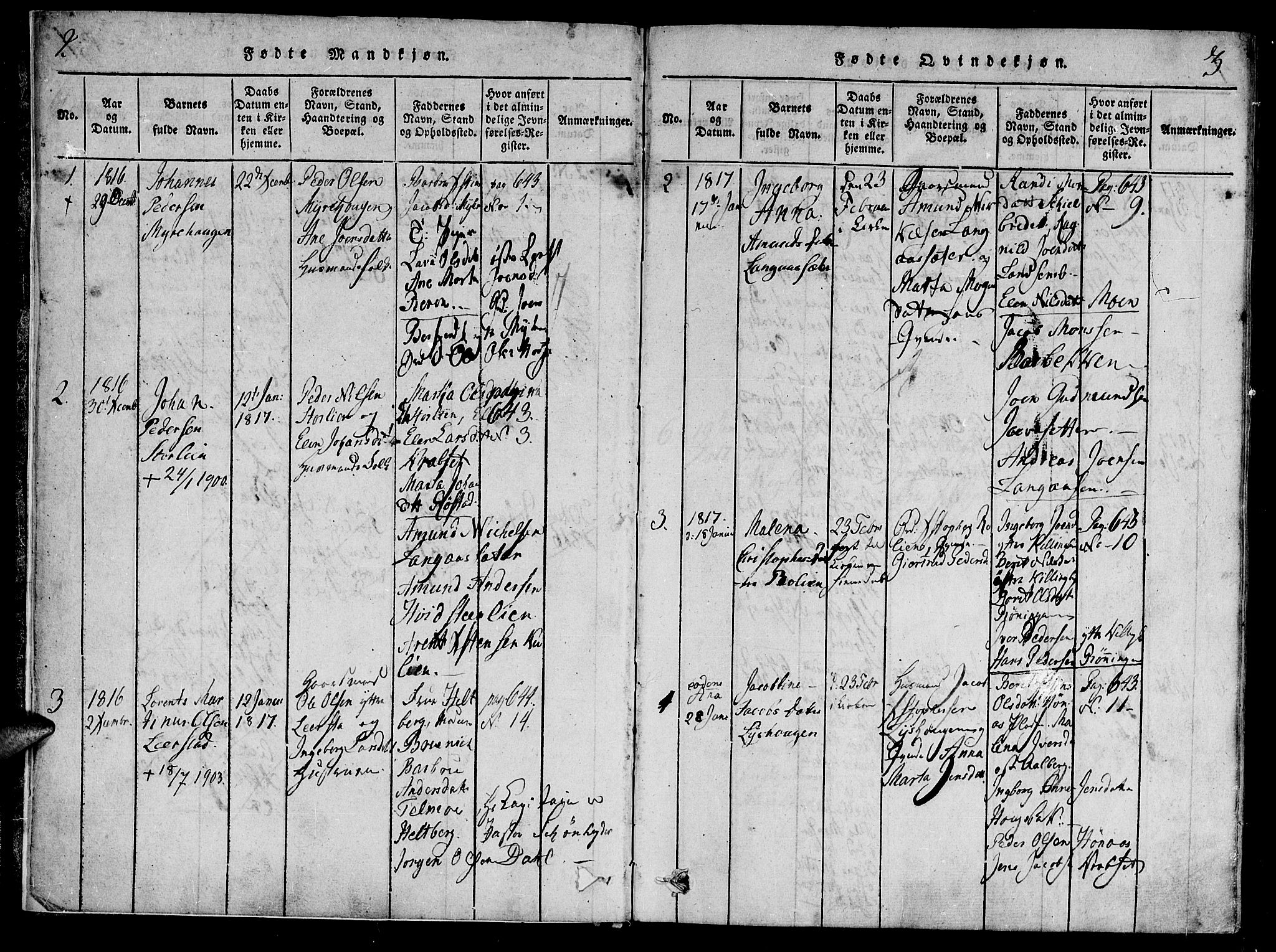 Ministerialprotokoller, klokkerbøker og fødselsregistre - Nord-Trøndelag, SAT/A-1458/701/L0005: Ministerialbok nr. 701A05 /1, 1816-1825, s. 2-3