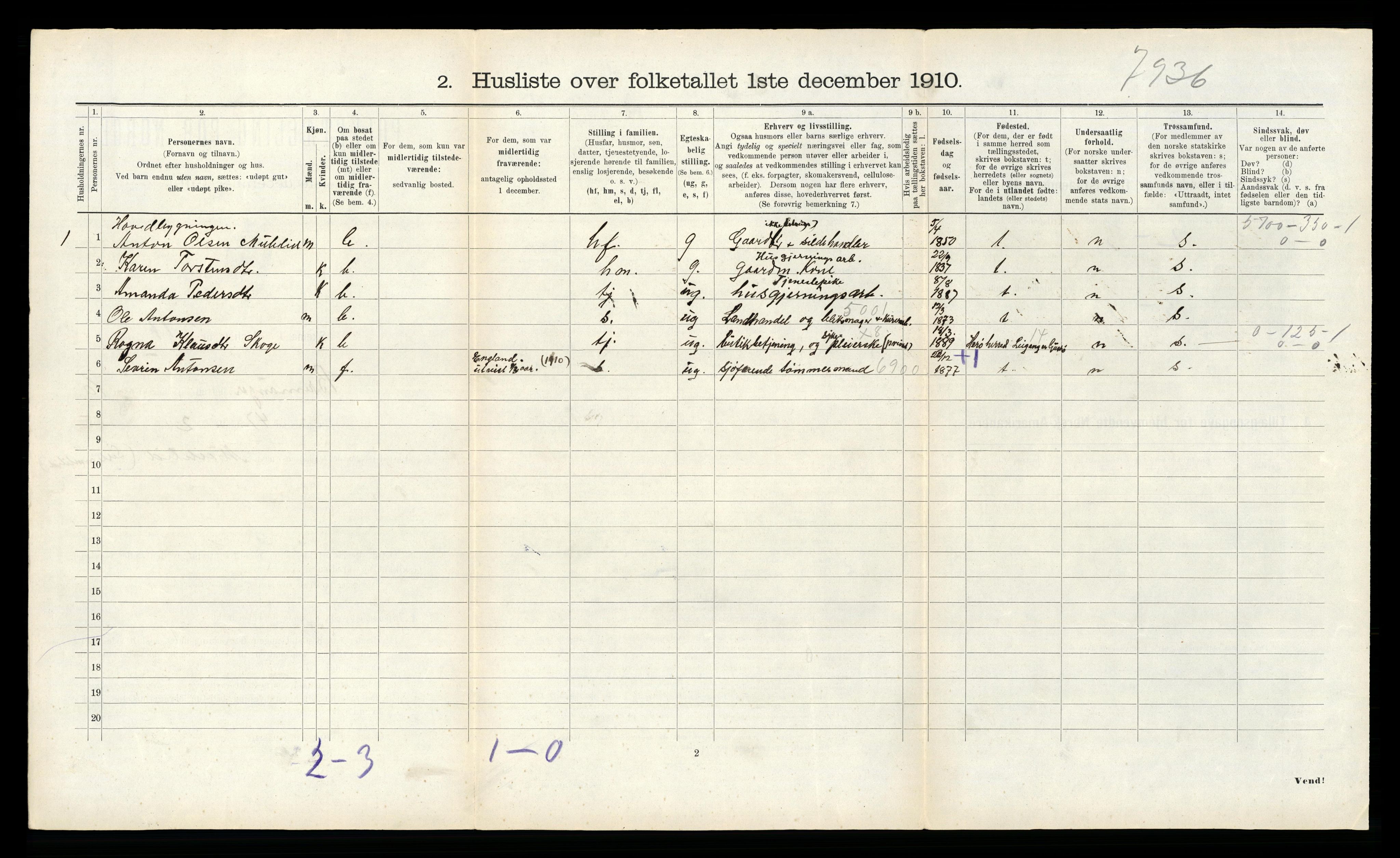 RA, Folketelling 1910 for 1438 Bremanger herred, 1910, s. 724