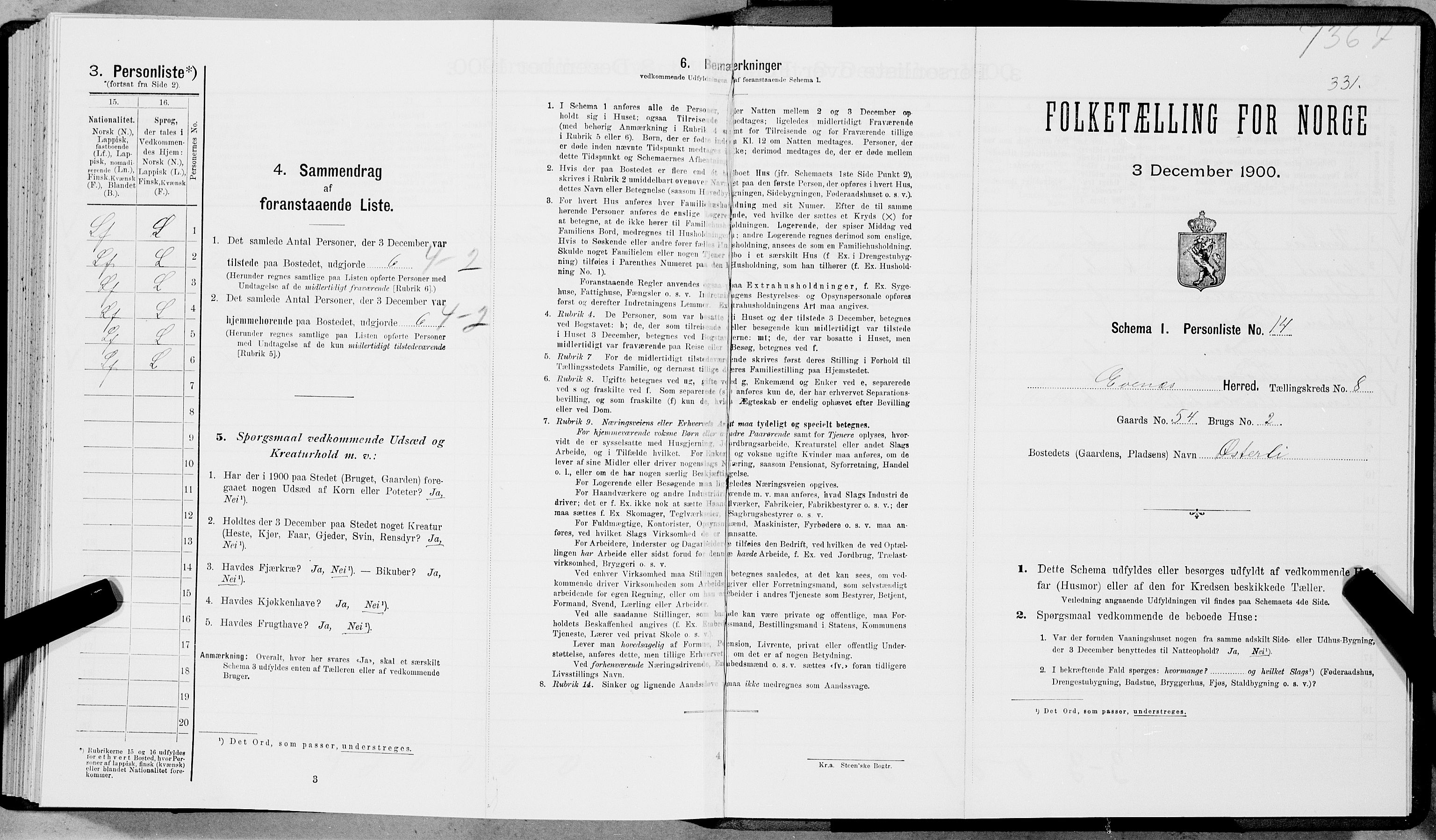 SAT, Folketelling 1900 for 1853 Evenes herred, 1900, s. 677