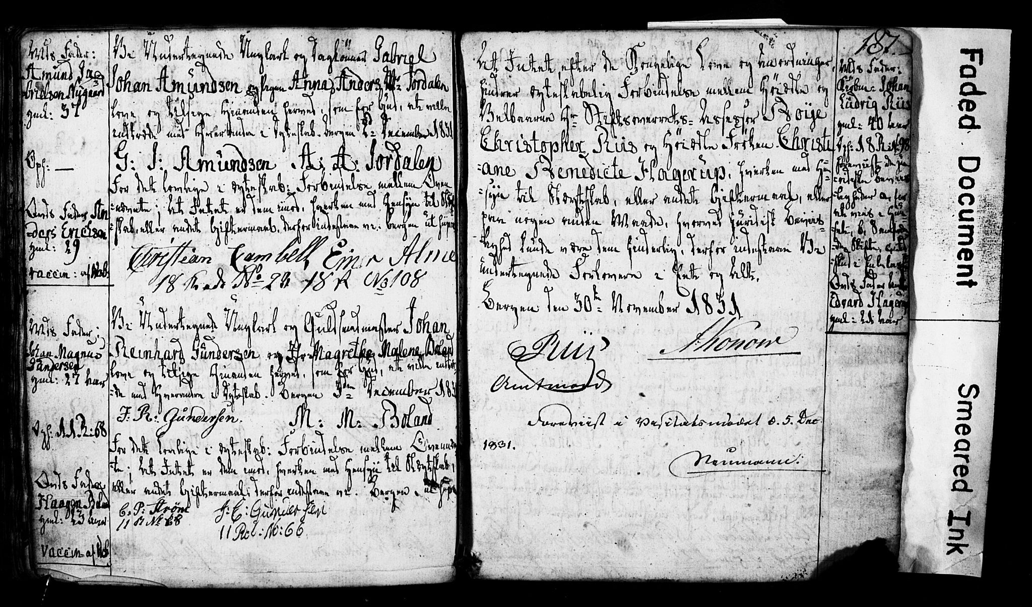 Domkirken sokneprestembete, SAB/A-74801: Forlovererklæringer nr. II.5.2, 1820-1832, s. 187