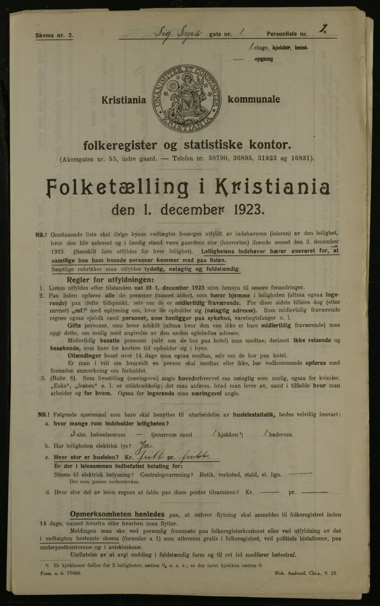 OBA, Kommunal folketelling 1.12.1923 for Kristiania, 1923, s. 105351