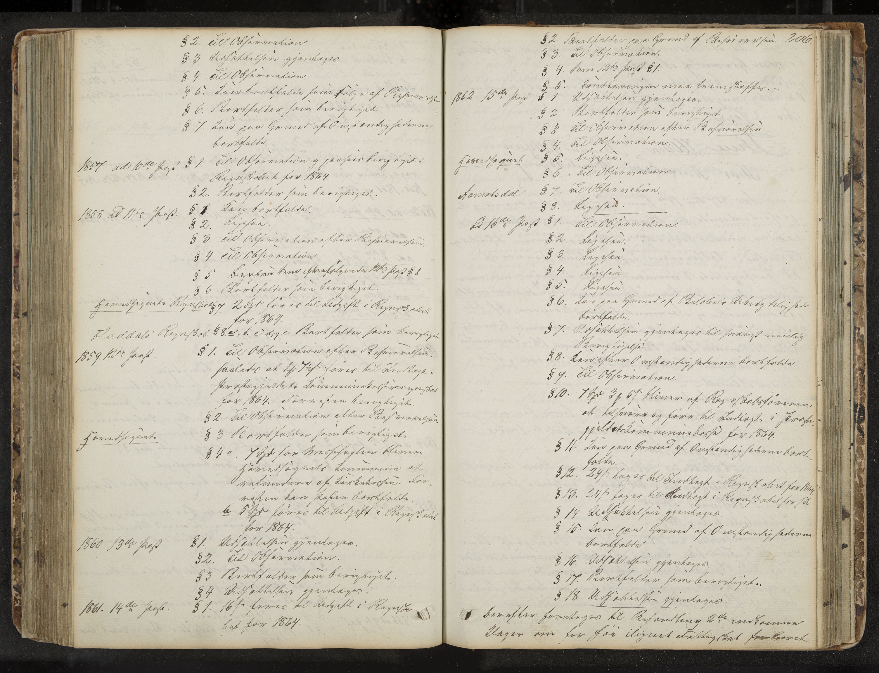 Seljord formannskap og sentraladministrasjon, IKAK/0828021/A/Aa/L0001: Møtebok med register, 1838-1879, s. 206