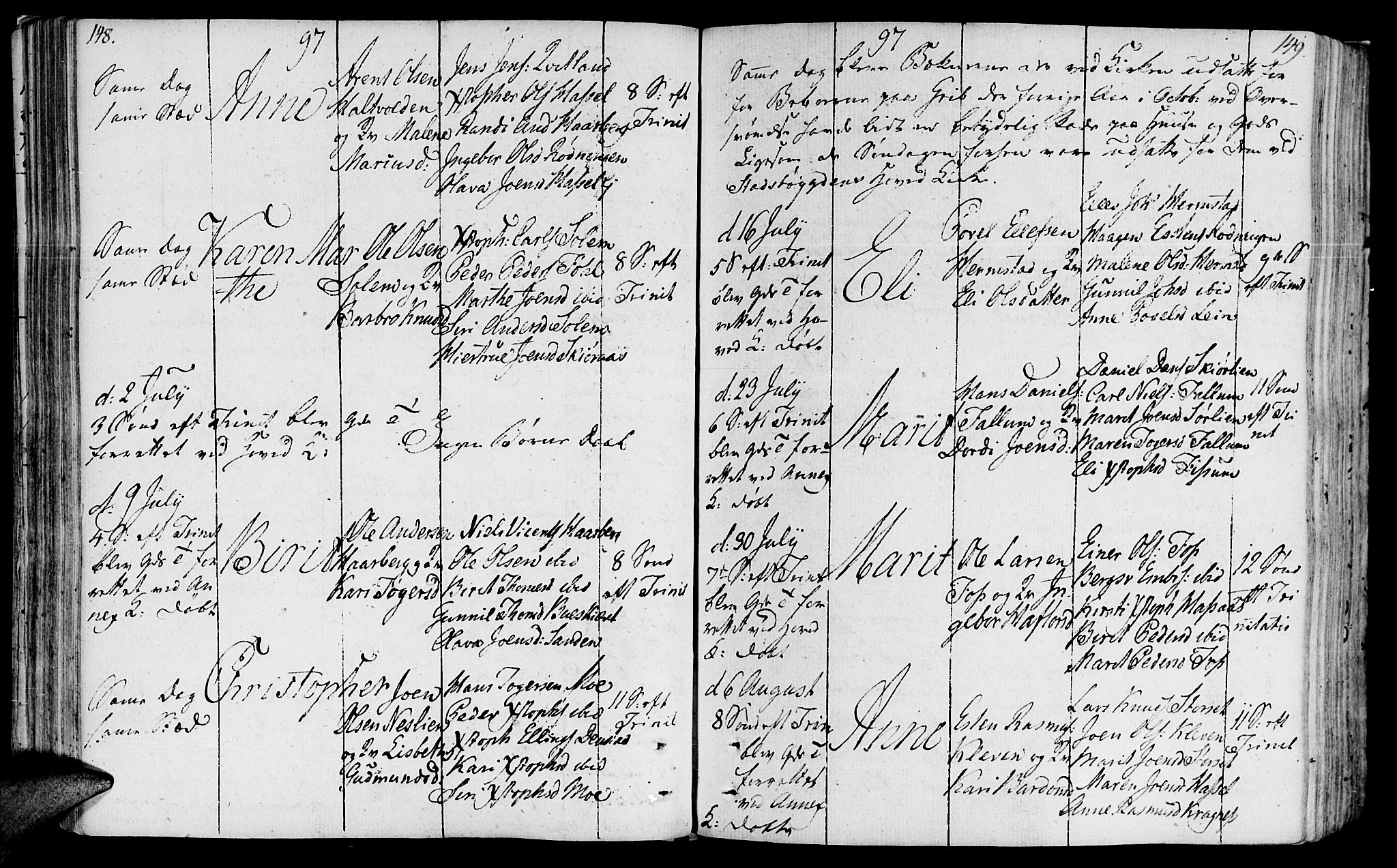 Ministerialprotokoller, klokkerbøker og fødselsregistre - Sør-Trøndelag, AV/SAT-A-1456/646/L0606: Ministerialbok nr. 646A04, 1791-1805, s. 148-149