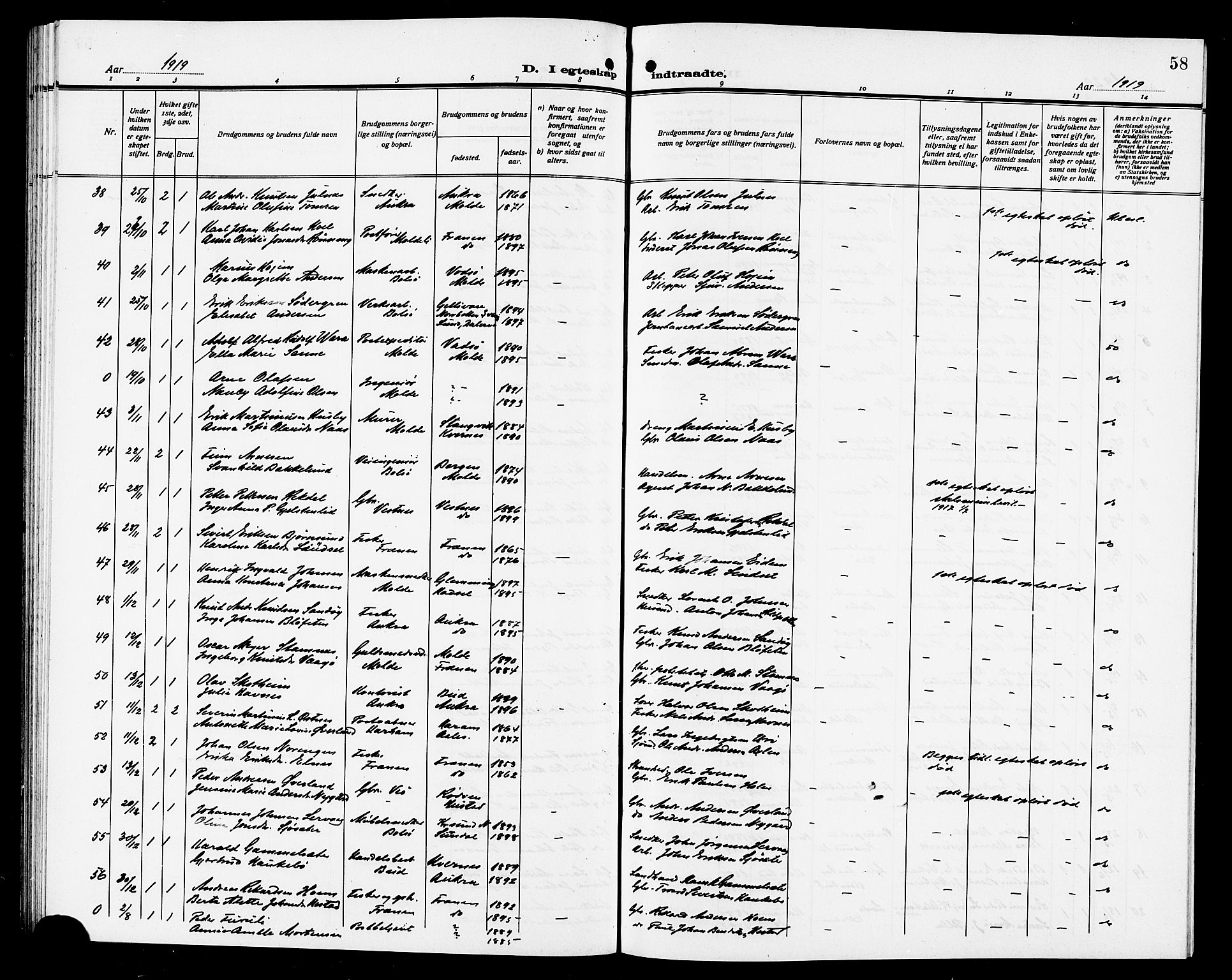 Ministerialprotokoller, klokkerbøker og fødselsregistre - Møre og Romsdal, SAT/A-1454/558/L0703: Klokkerbok nr. 558C04, 1906-1921, s. 58