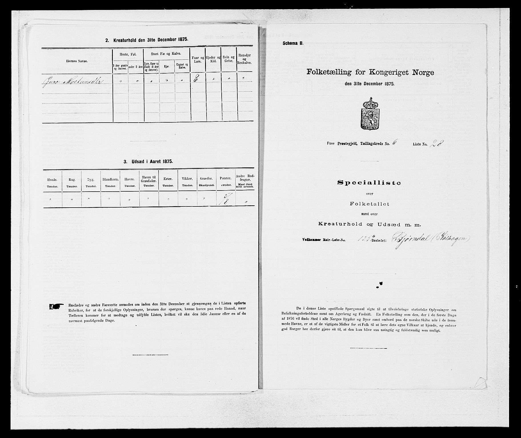 SAB, Folketelling 1875 for 1241P Fusa prestegjeld, 1875, s. 447