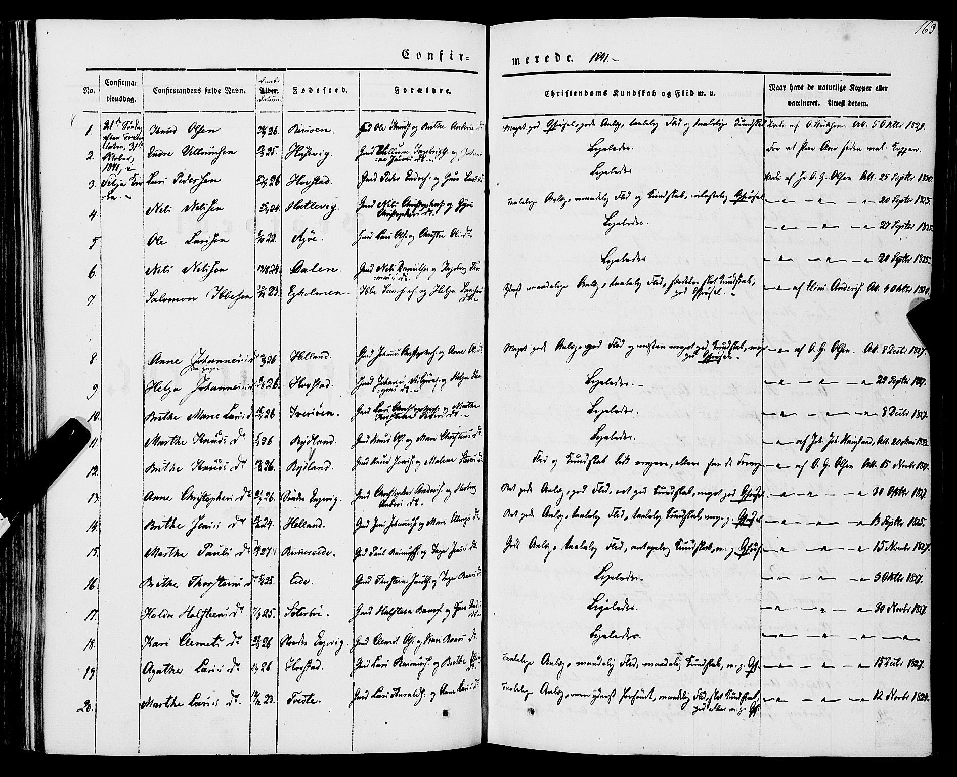 Stord sokneprestembete, SAB/A-78201/H/Haa: Ministerialbok nr. A 7, 1841-1861, s. 163