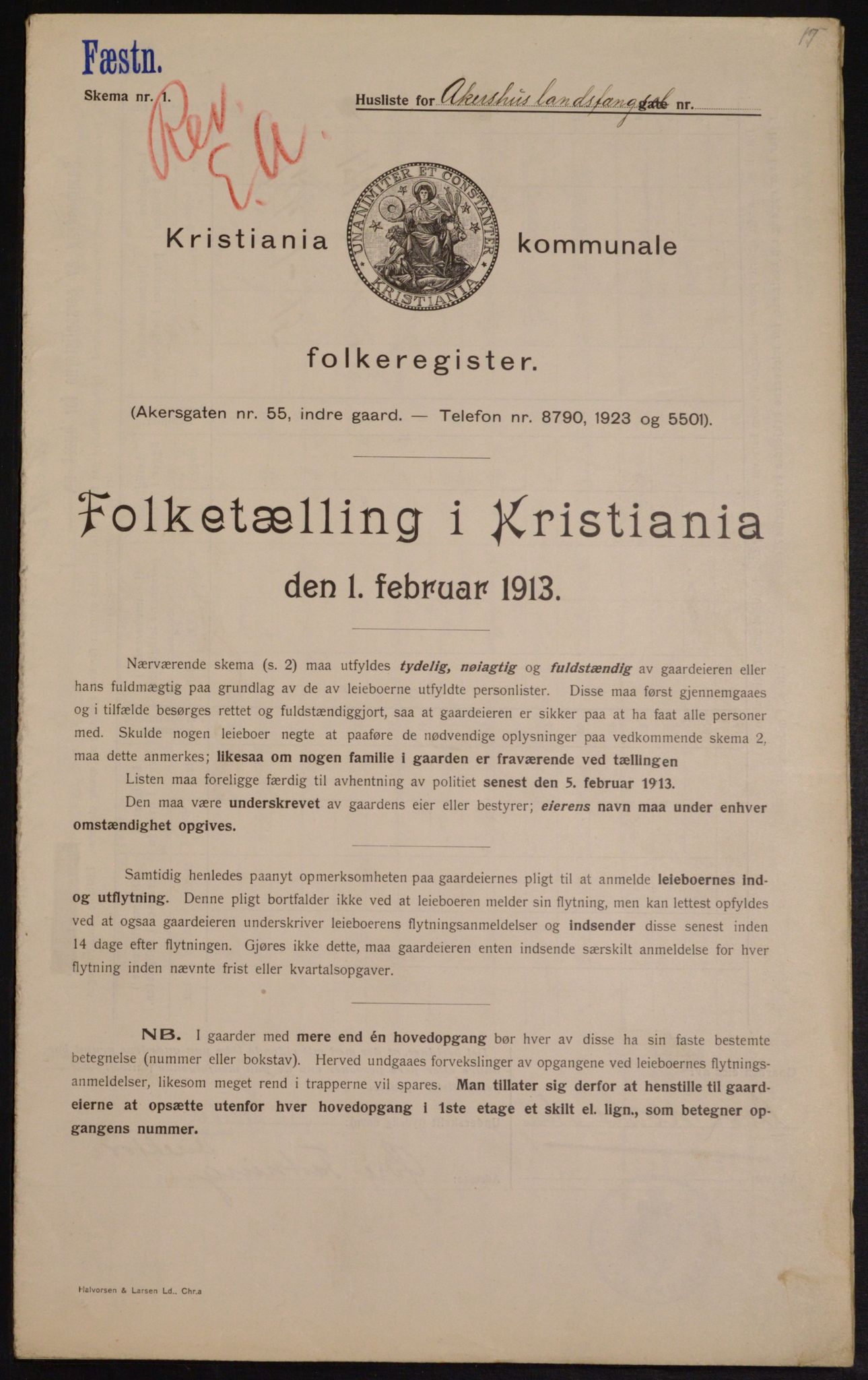 OBA, Kommunal folketelling 1.2.1913 for Kristiania, 1913, s. 24206