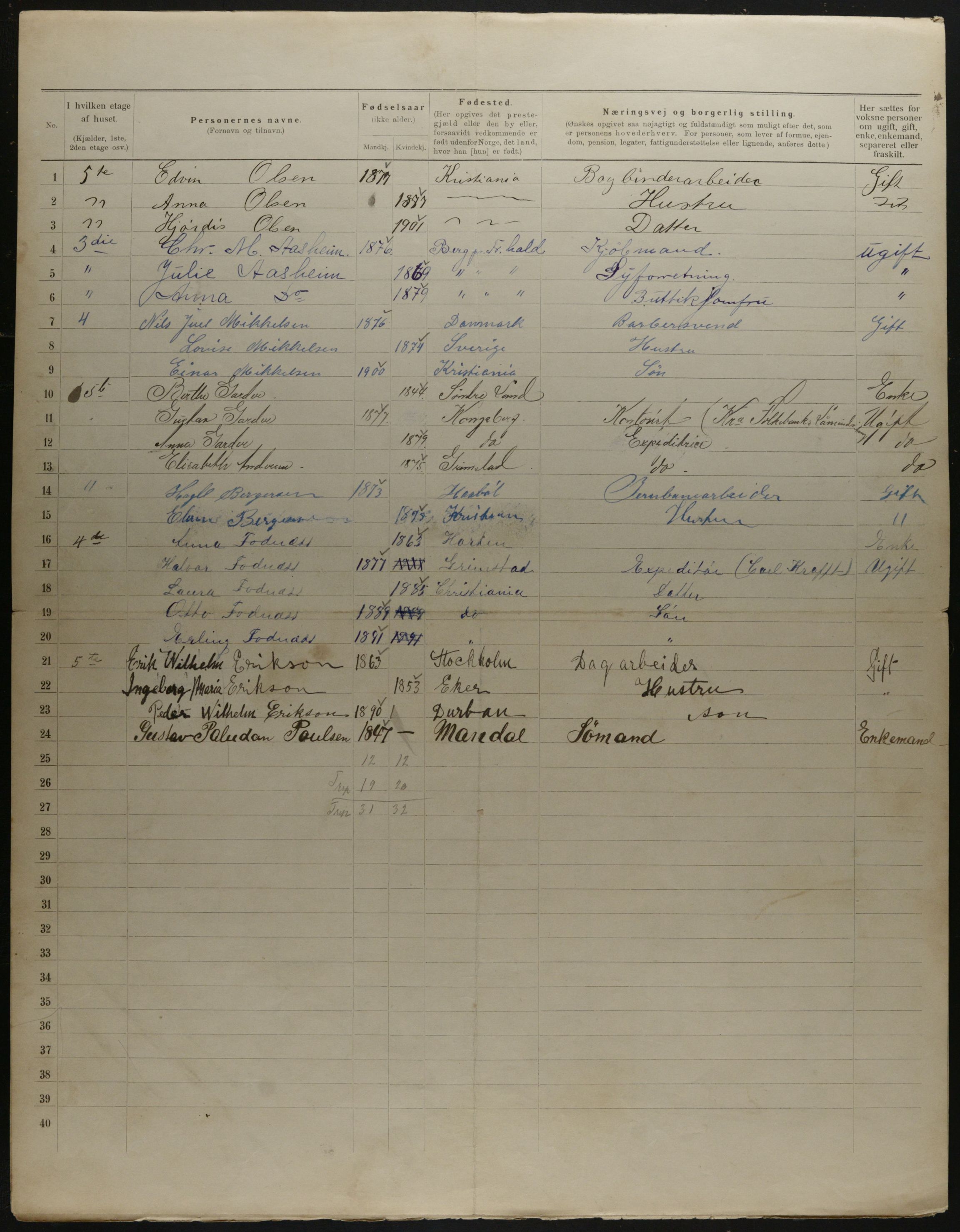 OBA, Kommunal folketelling 31.12.1901 for Kristiania kjøpstad, 1901, s. 16247
