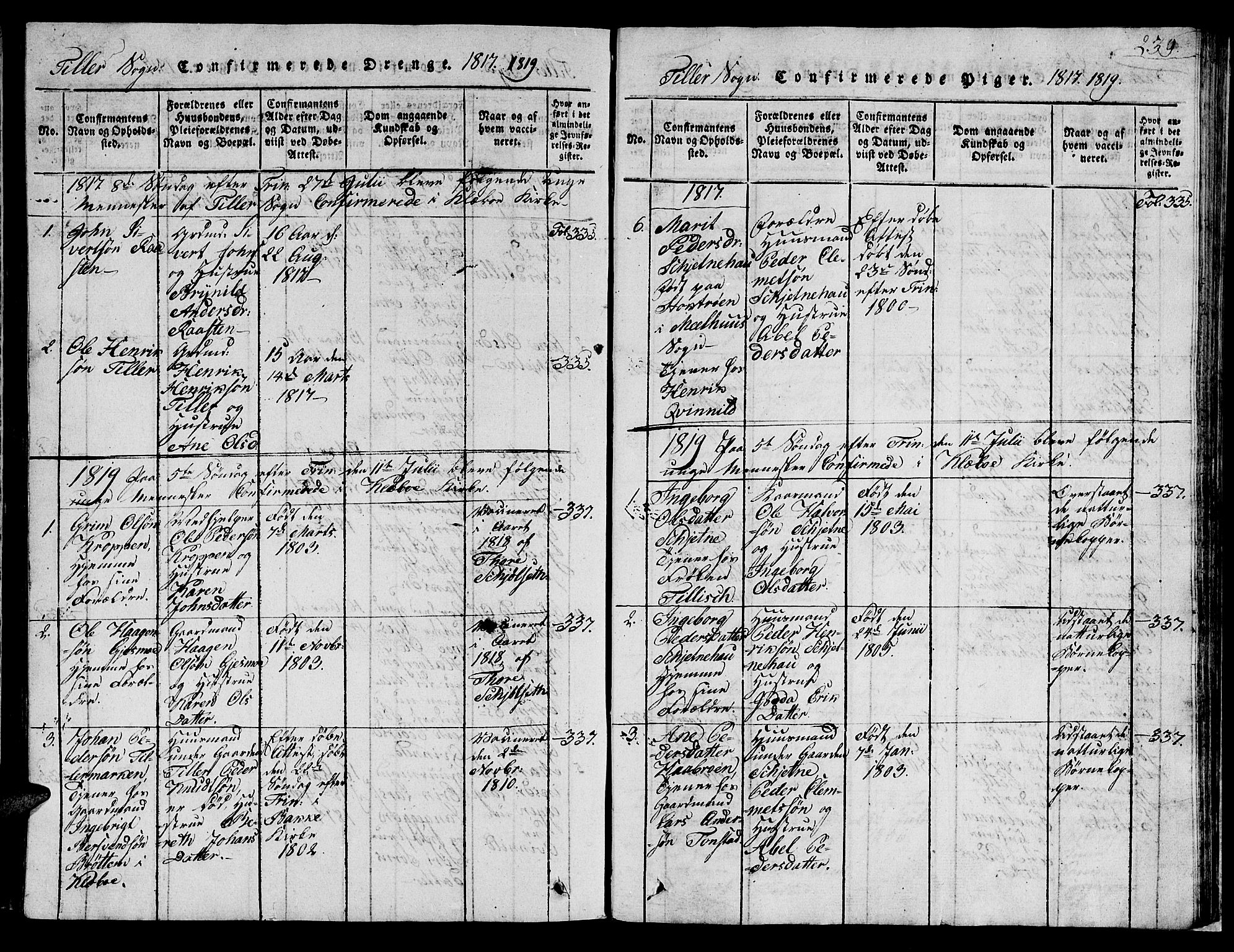 Ministerialprotokoller, klokkerbøker og fødselsregistre - Sør-Trøndelag, SAT/A-1456/621/L0458: Klokkerbok nr. 621C01, 1816-1865, s. 239