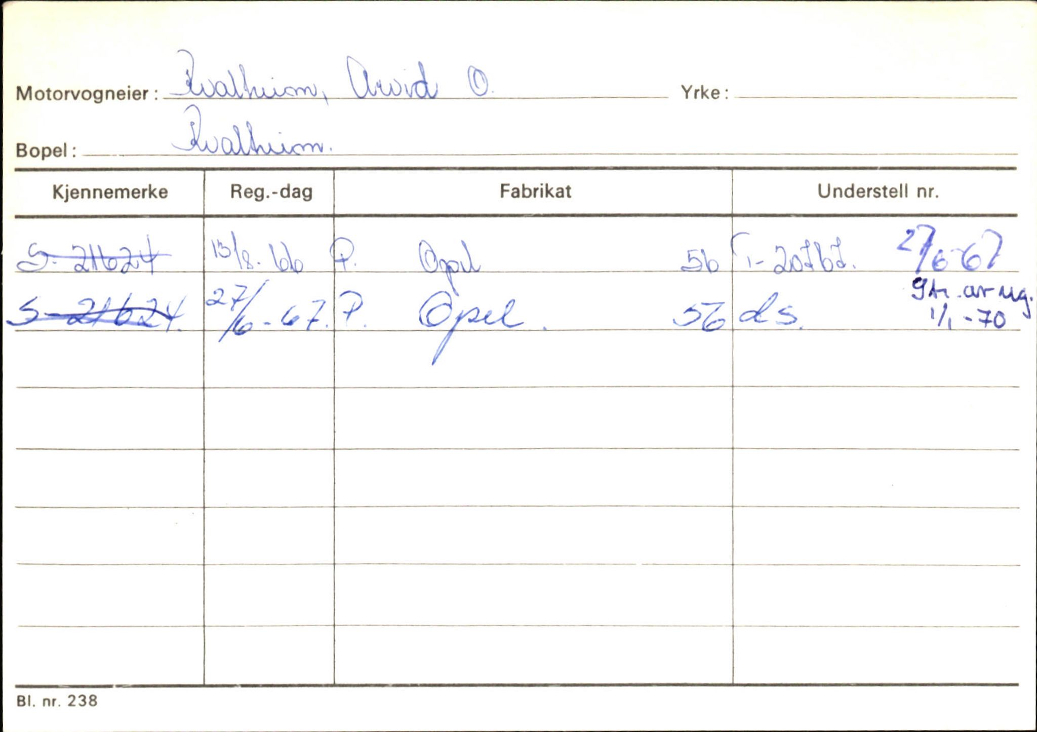 Statens vegvesen, Sogn og Fjordane vegkontor, SAB/A-5301/4/F/L0144: Registerkort Vågsøy A-R, 1945-1975, s. 1431