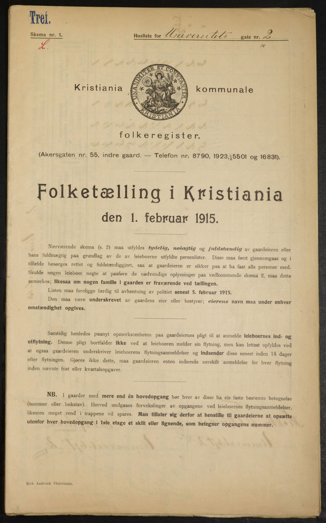 OBA, Kommunal folketelling 1.2.1915 for Kristiania, 1915, s. 120599