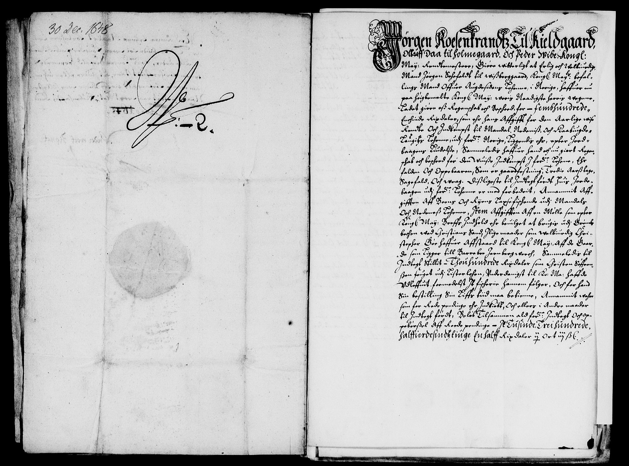 Rentekammeret inntil 1814, Reviderte regnskaper, Lensregnskaper, RA/EA-5023/R/Rb/Rbq/L0040: Nedenes len. Mandals len. Råbyggelag., 1648-1652