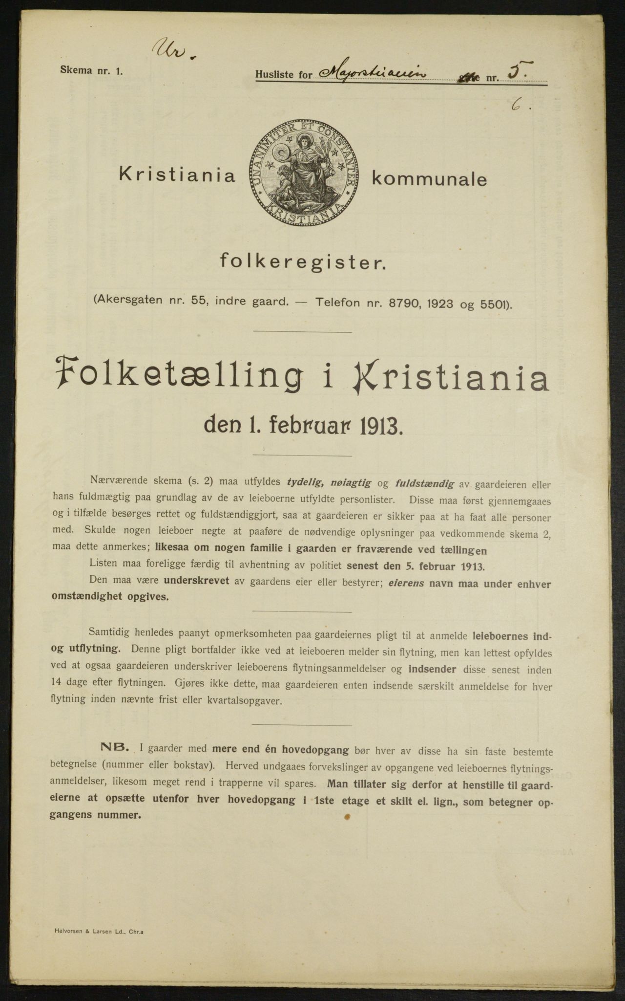 OBA, Kommunal folketelling 1.2.1913 for Kristiania, 1913, s. 59407