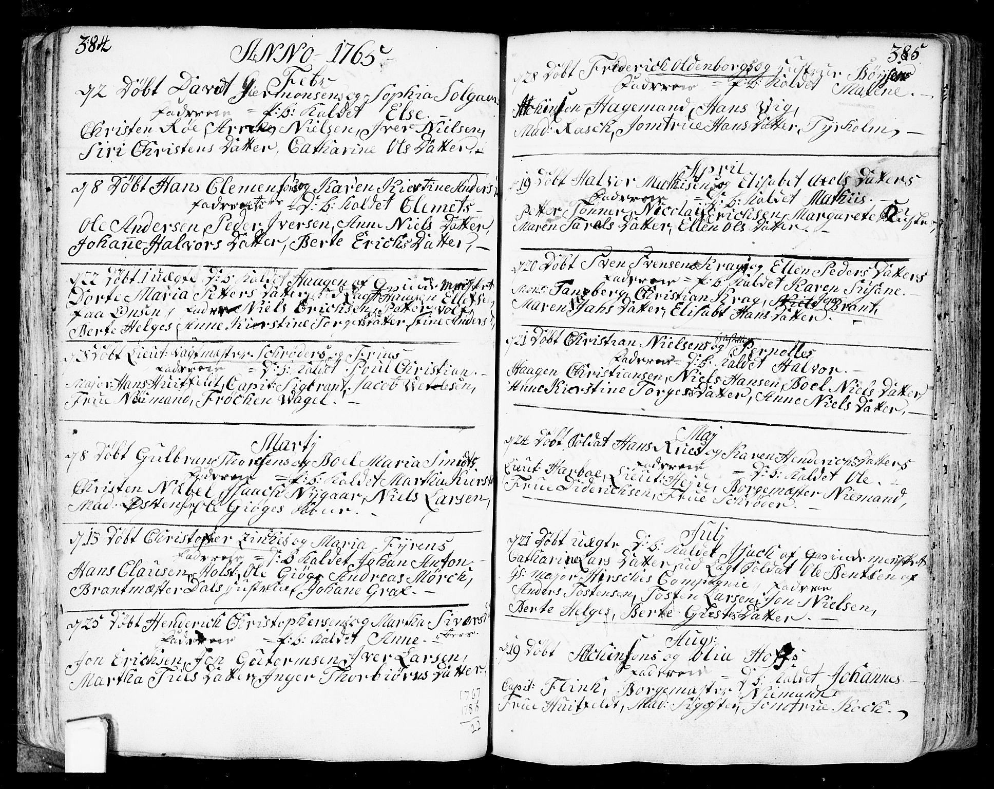 Fredrikstad prestekontor Kirkebøker, AV/SAO-A-11082/F/Fa/L0002: Ministerialbok nr. 2, 1750-1804, s. 384-385