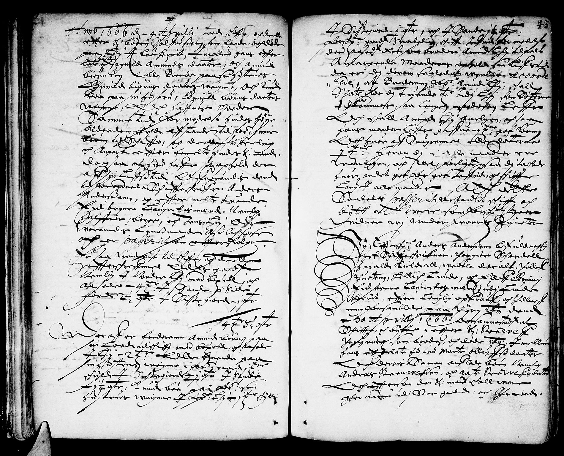 Bamble sorenskriveri, SAKO/A-214/H/Hb/Hba/Hbaa/L0001: Skifteprotokoll, 1665-1686, s. 42b-43a
