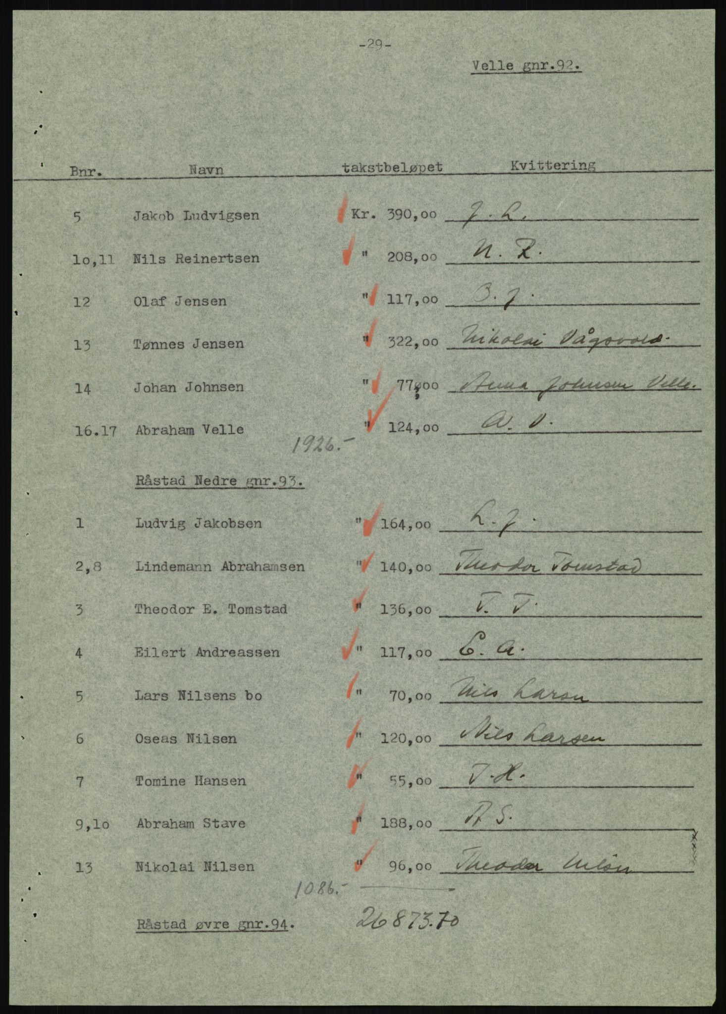 Forsvarsdepartementet, 10. kontor / Oppgjørskontoret, AV/RA-RAFA-1225/D/Db/L0180: Lista oppgjørskontor, 1942-1952, s. 1005