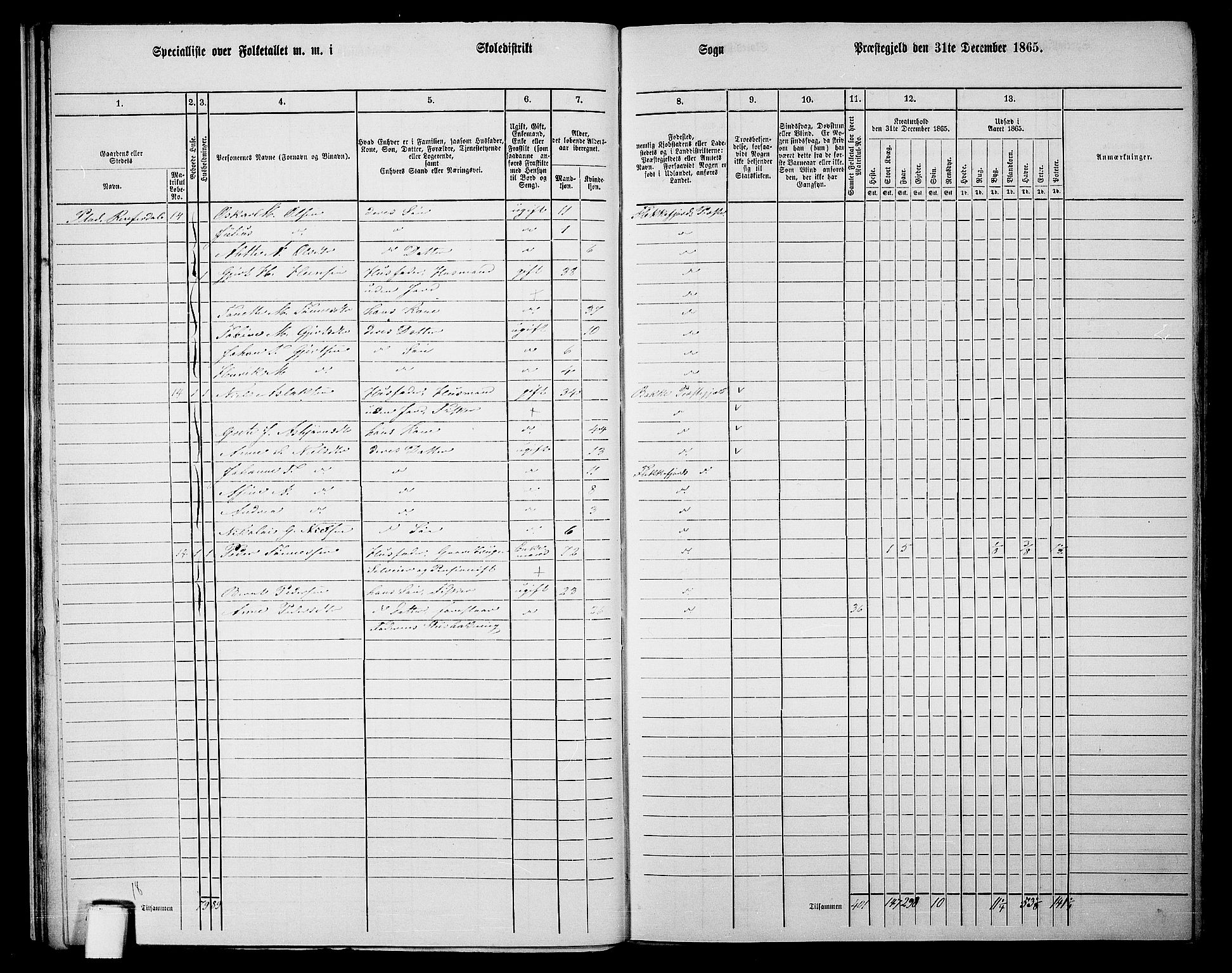 RA, Folketelling 1865 for 1042L Flekkefjord prestegjeld, Nes sokn og Hidra sokn, 1865, s. 26