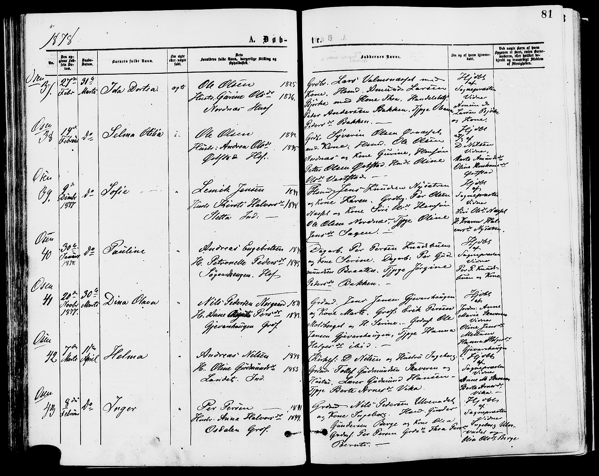 Trysil prestekontor, SAH/PREST-046/H/Ha/Haa/L0007: Ministerialbok nr. 7, 1874-1880, s. 81