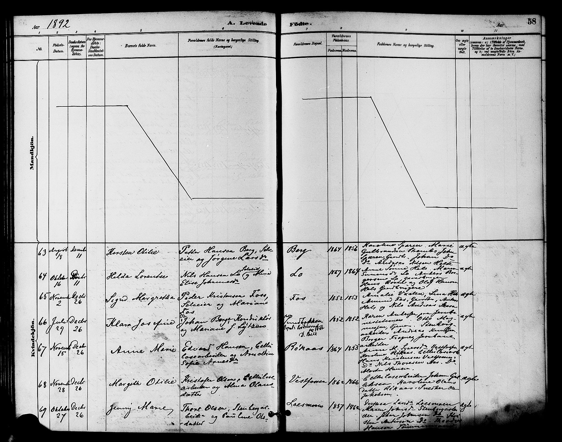 Eiker kirkebøker, AV/SAKO-A-4/F/Fb/L0002: Ministerialbok nr. II 2, 1889-1896, s. 58