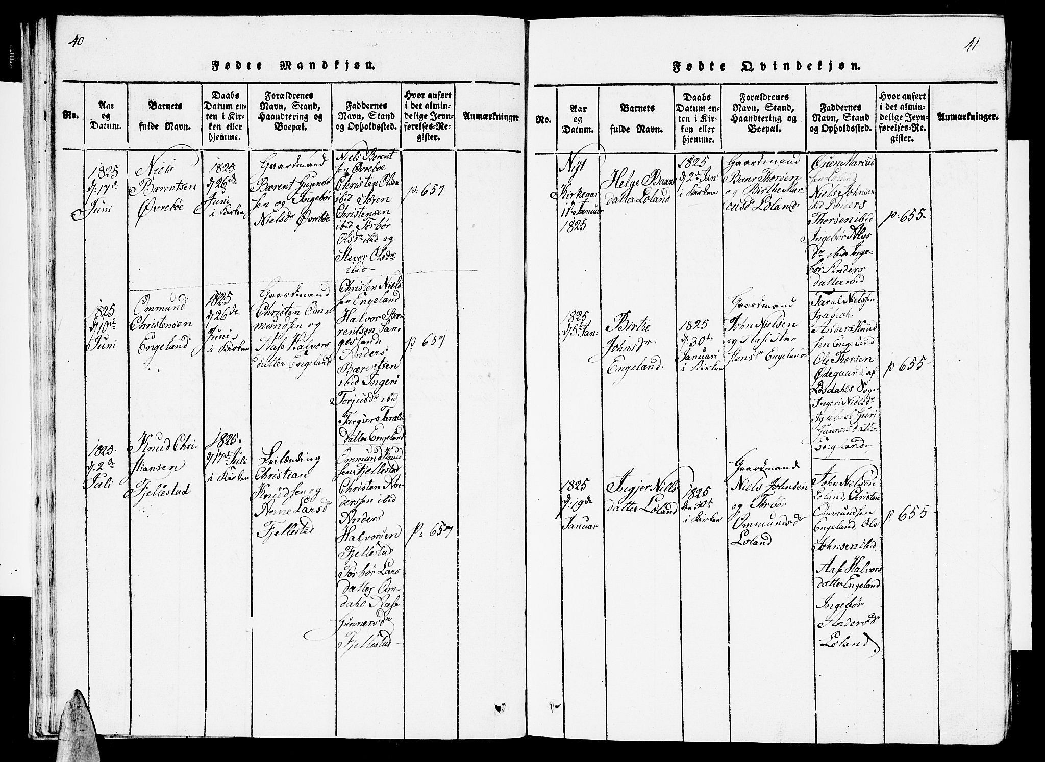 Vennesla sokneprestkontor, SAK/1111-0045/Fb/Fbc/L0001: Klokkerbok nr. B 1, 1820-1834, s. 40-41