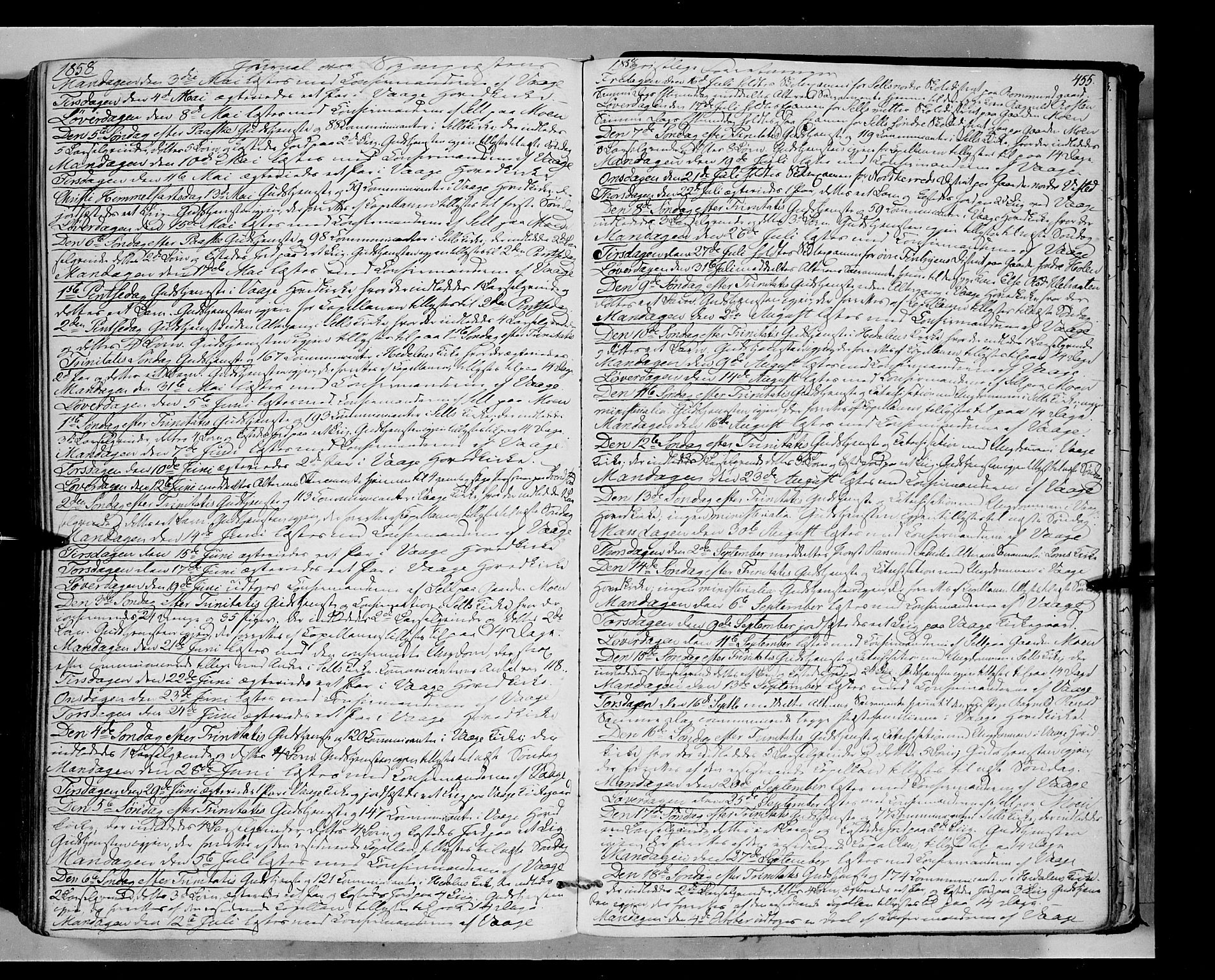 Vågå prestekontor, AV/SAH-PREST-076/H/Ha/Haa/L0006: Ministerialbok nr. 6 /1, 1856-1872, s. 455