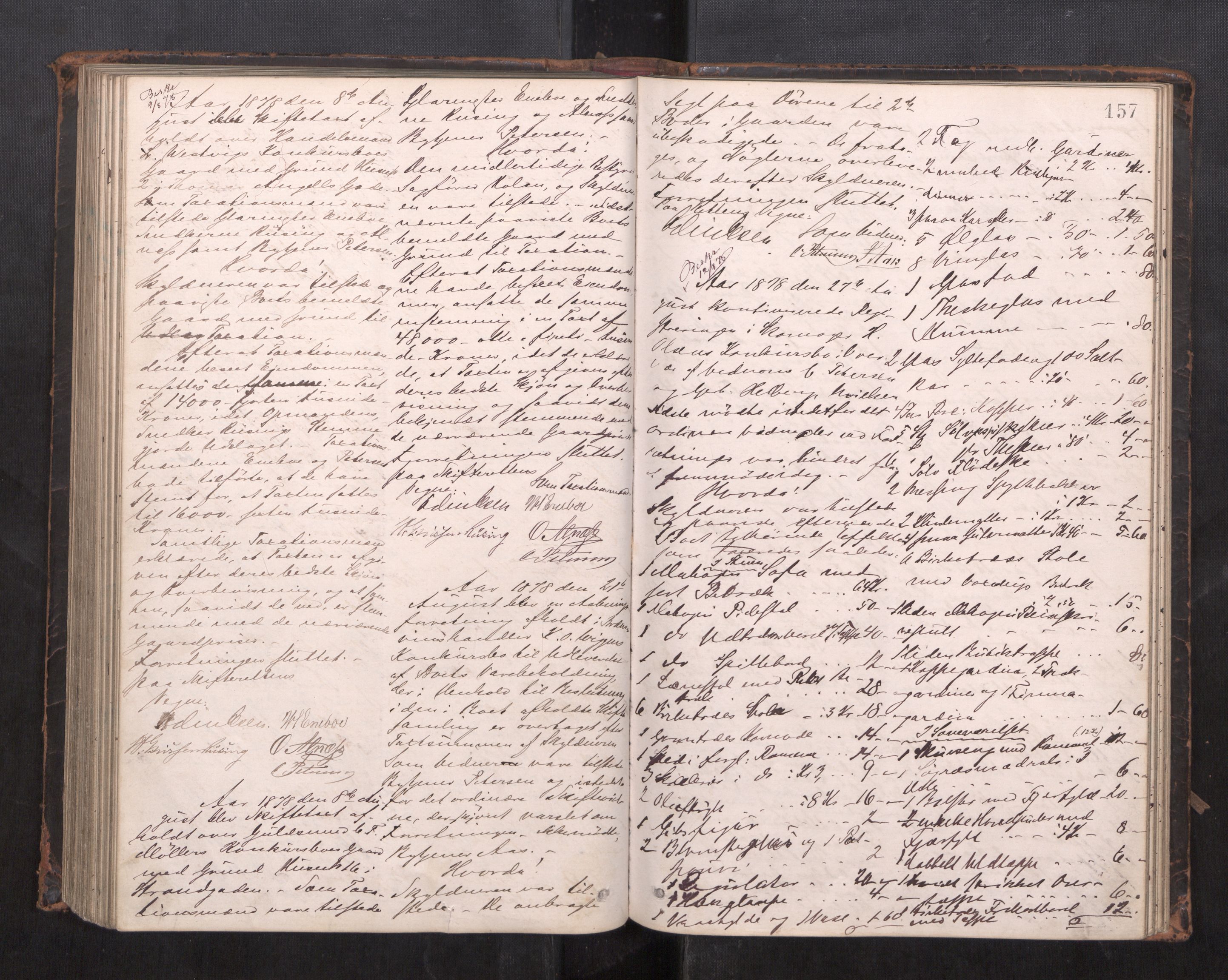 Trondheim byfogd, AV/SAT-A-0003/1/3/3C/L0007: Skifteregistreringsprotokoll - 1/2-5/11. (u/ register), 1876-1879, s. 157