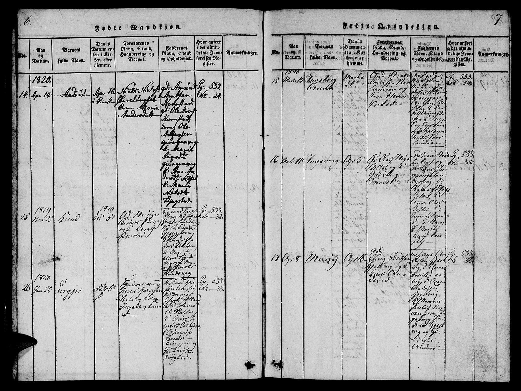 Ministerialprotokoller, klokkerbøker og fødselsregistre - Møre og Romsdal, AV/SAT-A-1454/570/L0831: Ministerialbok nr. 570A05, 1819-1829, s. 6-7