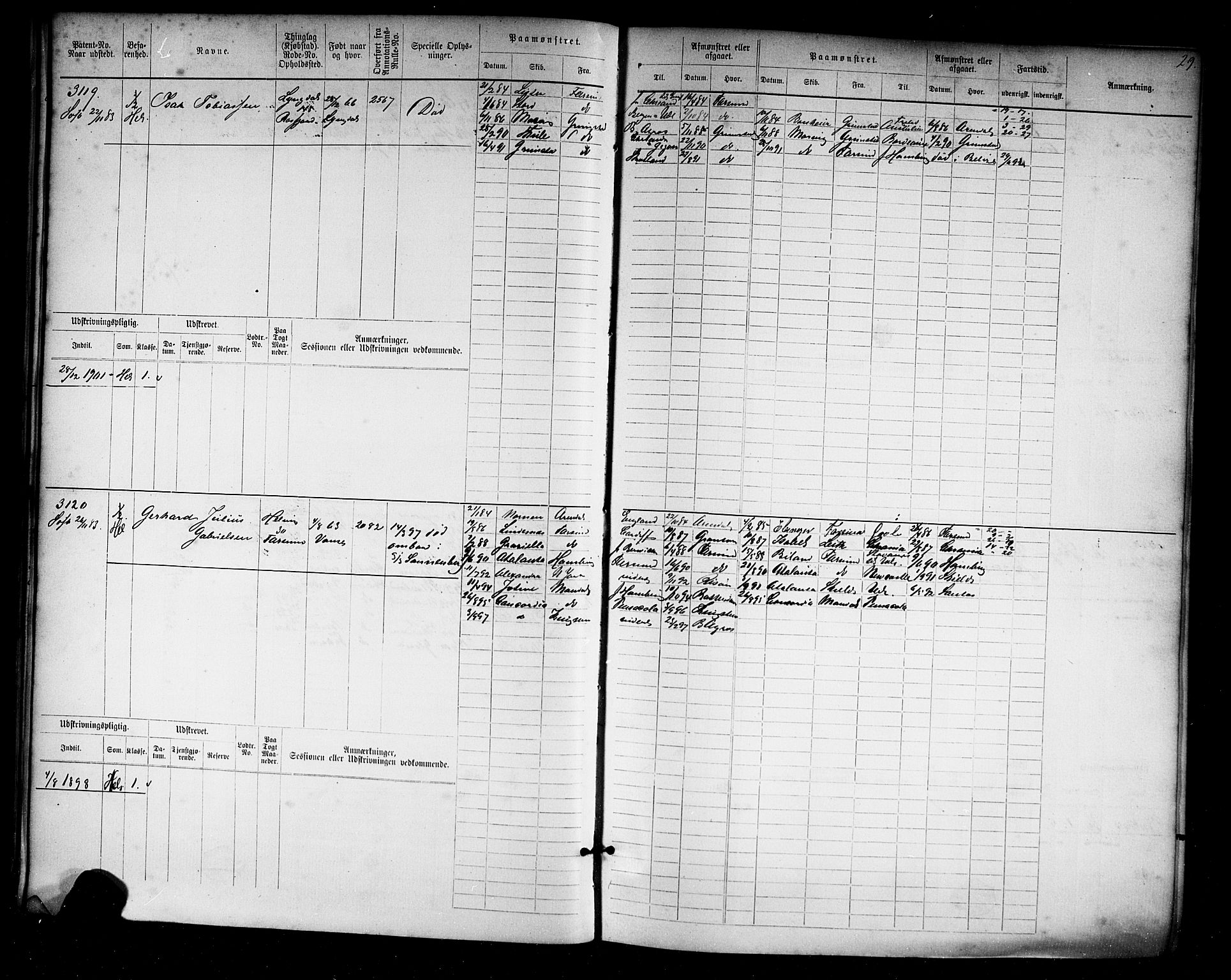 Farsund mønstringskrets, AV/SAK-2031-0017/F/Fb/L0019: Hovedrulle nr 3067-3832, Z-11, 1882-1922, s. 30