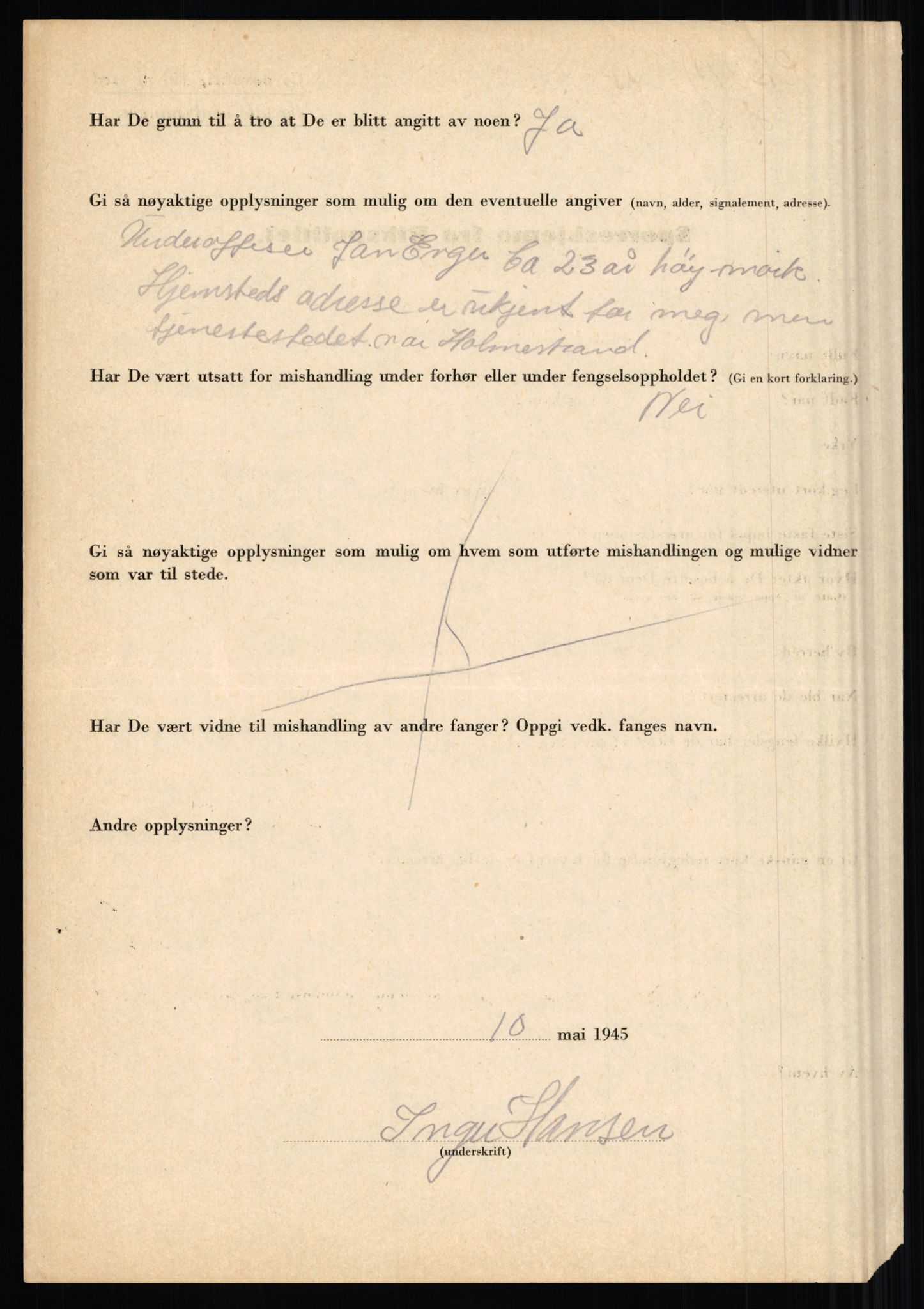 Rikspolitisjefen, AV/RA-S-1560/L/L0006: Hansen, Adolf Boye - Hemstad, Gunnar, 1940-1945, s. 244